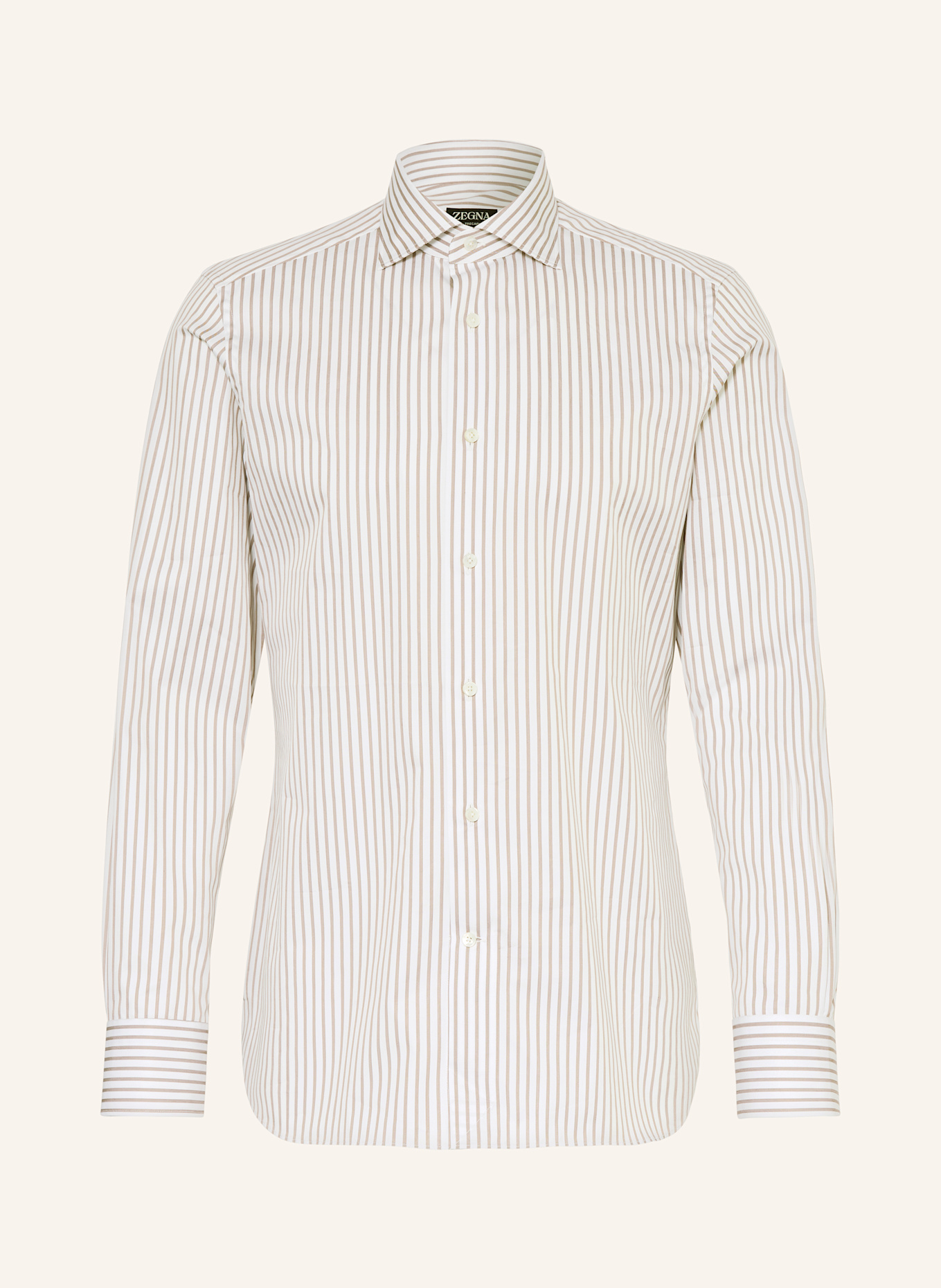 ZEGNA Hemd Regular Fit: WEISS / TAUPE