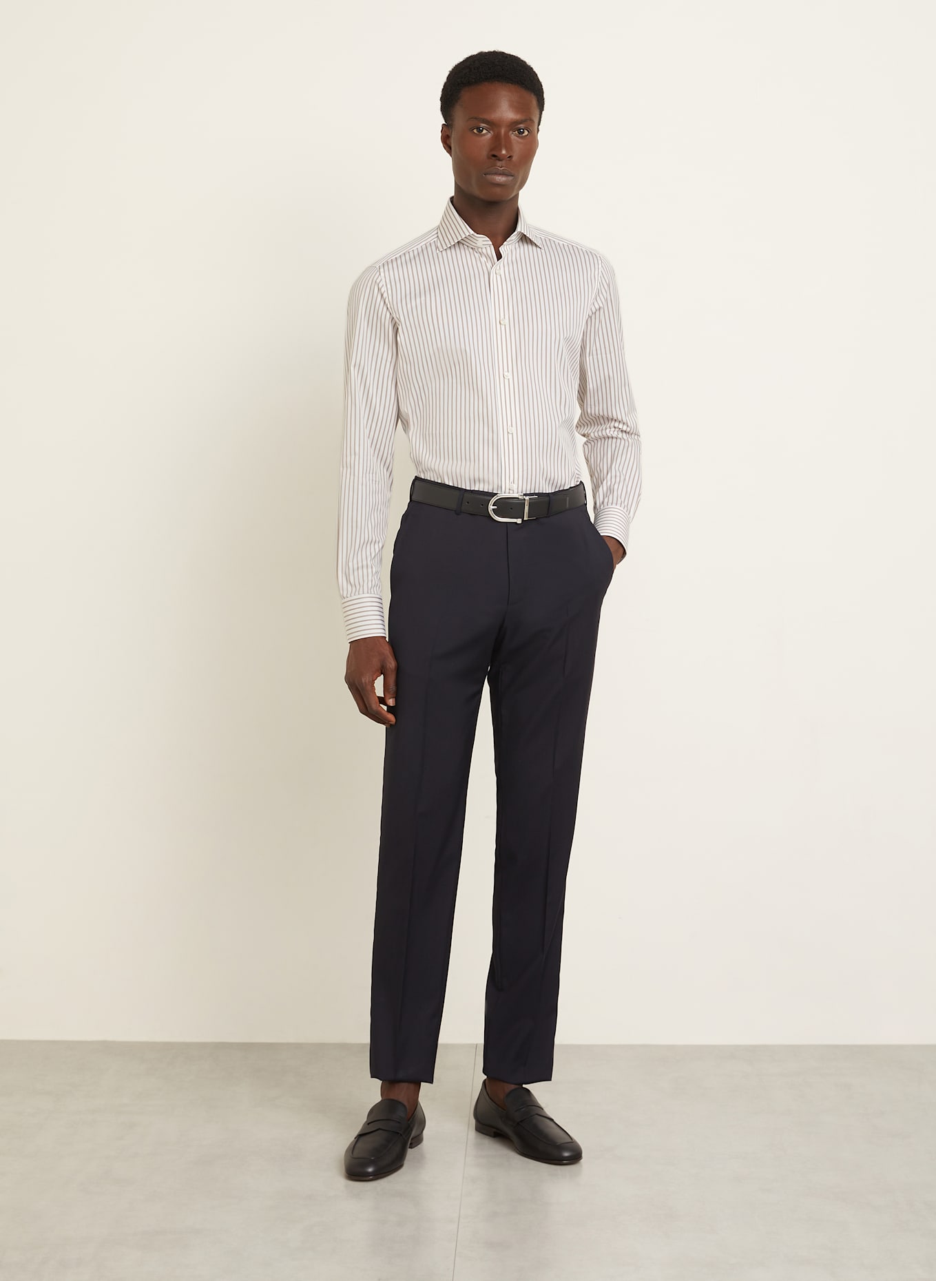 ZEGNA Hemd Regular Fit: WEISS / TAUPE