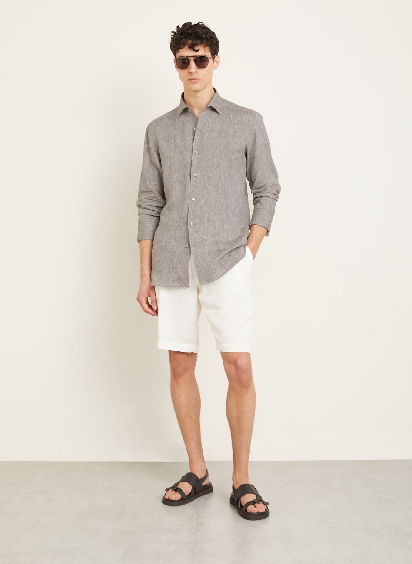 ZEGNA Leinenhemd OASI Comfort Fit: GRAU