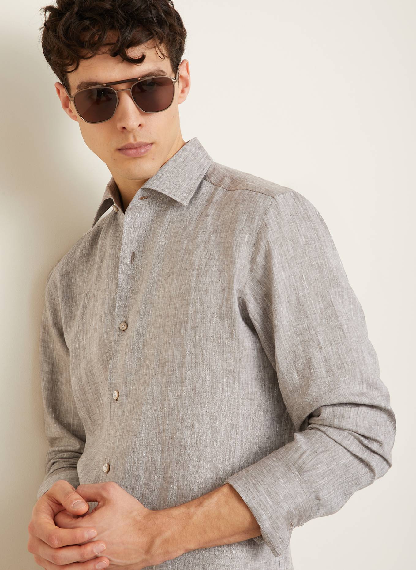 ZEGNA Leinenhemd OASI Comfort Fit: GRAU