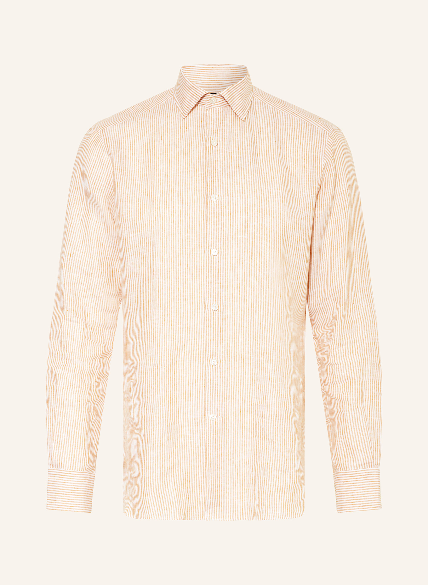 ZEGNA Leinenhemd Regular Fit: WEISS / HELLBRAUN