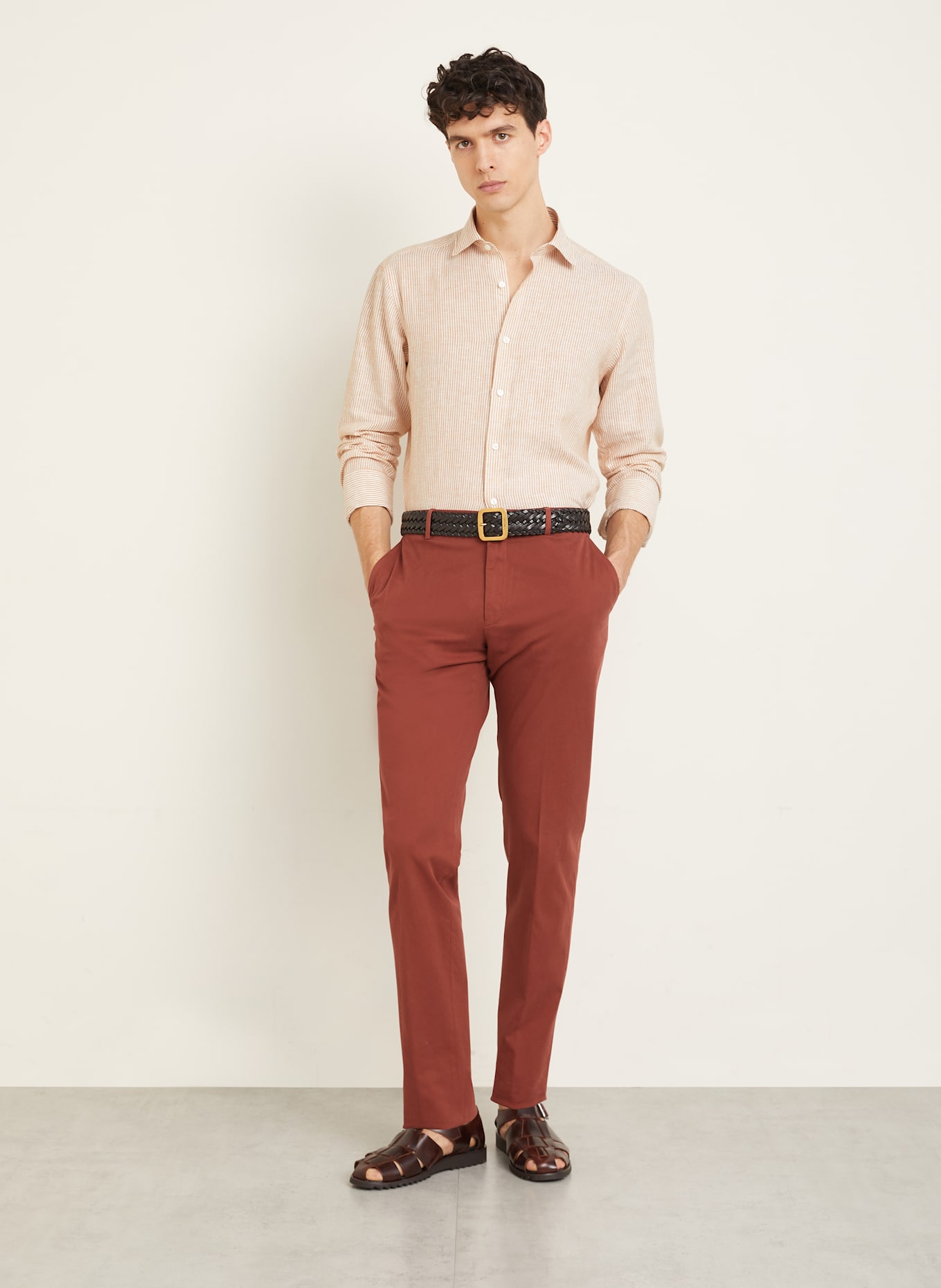 ZEGNA Leinenhemd Regular Fit: WEISS / HELLBRAUN