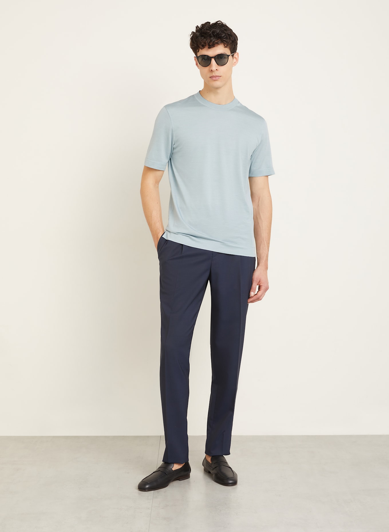 ZEGNA T-shirt avec soie: BLEU CLAIR