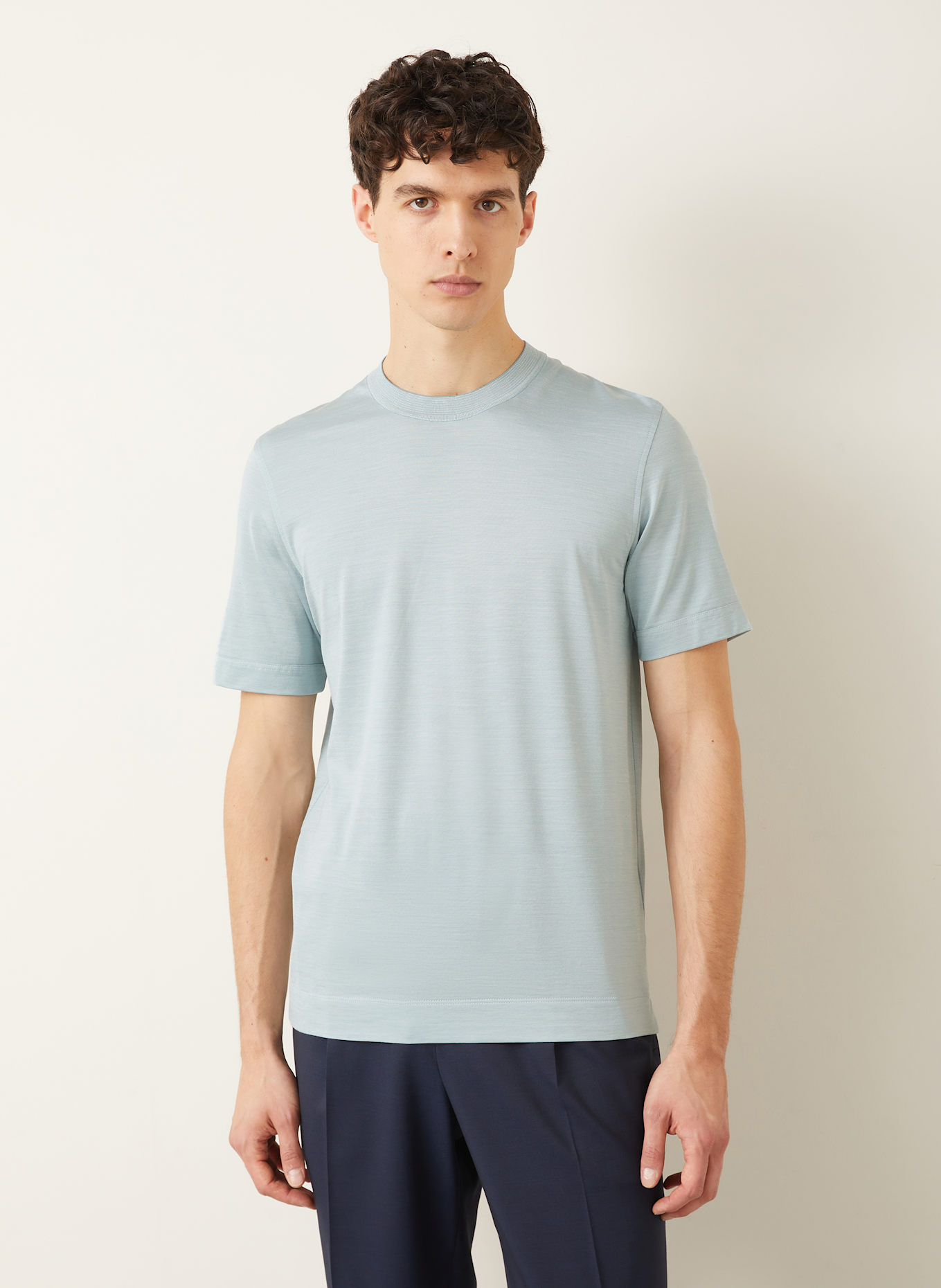 ZEGNA T-shirt avec soie: BLEU CLAIR