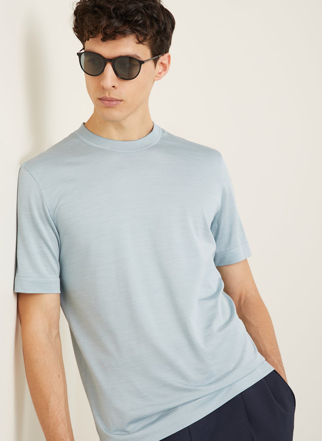 ZEGNA T-shirt avec soie: BLEU CLAIR