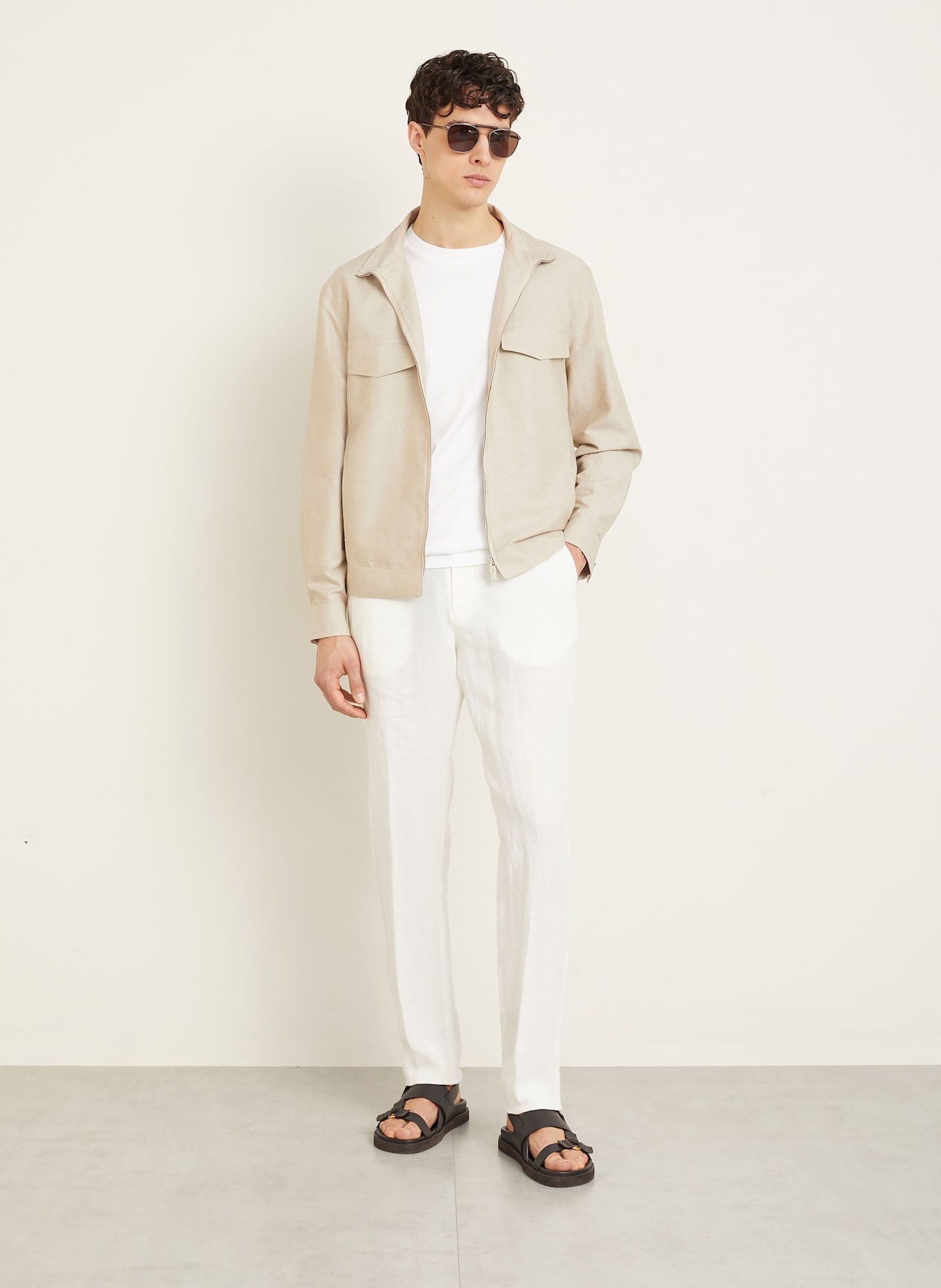 ZEGNA Pantalon en lin coupe extra slim: BLANC