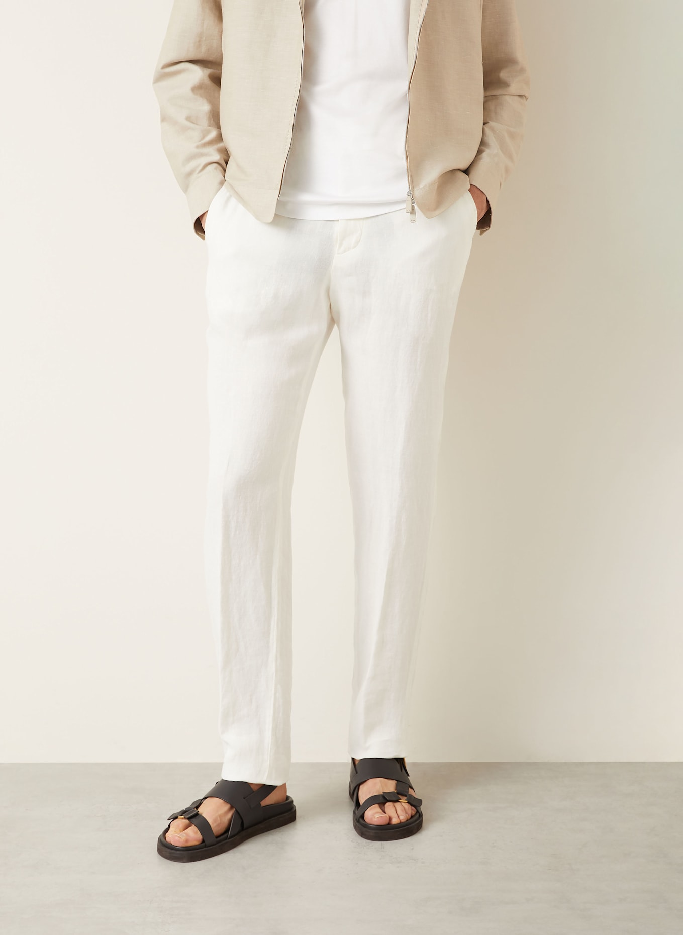 ZEGNA Pantalon en lin coupe extra slim: BLANC