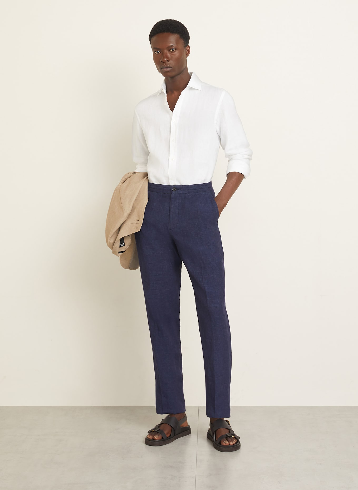 ZEGNA Pantalon en lin coupe extra slim: B09 NAVY