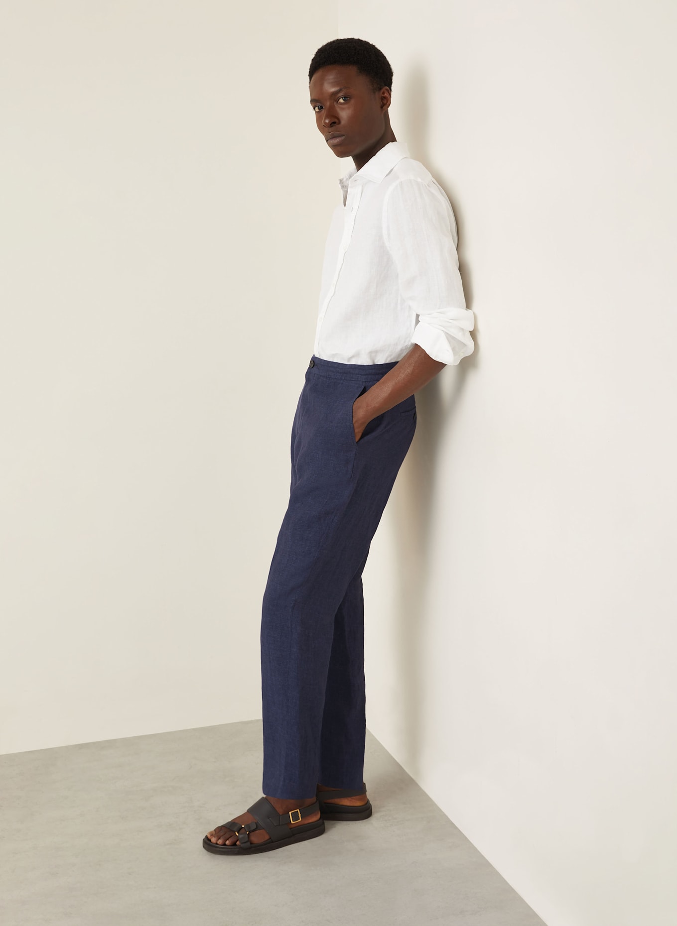 ZEGNA Pantalon en lin coupe extra slim: B09 NAVY