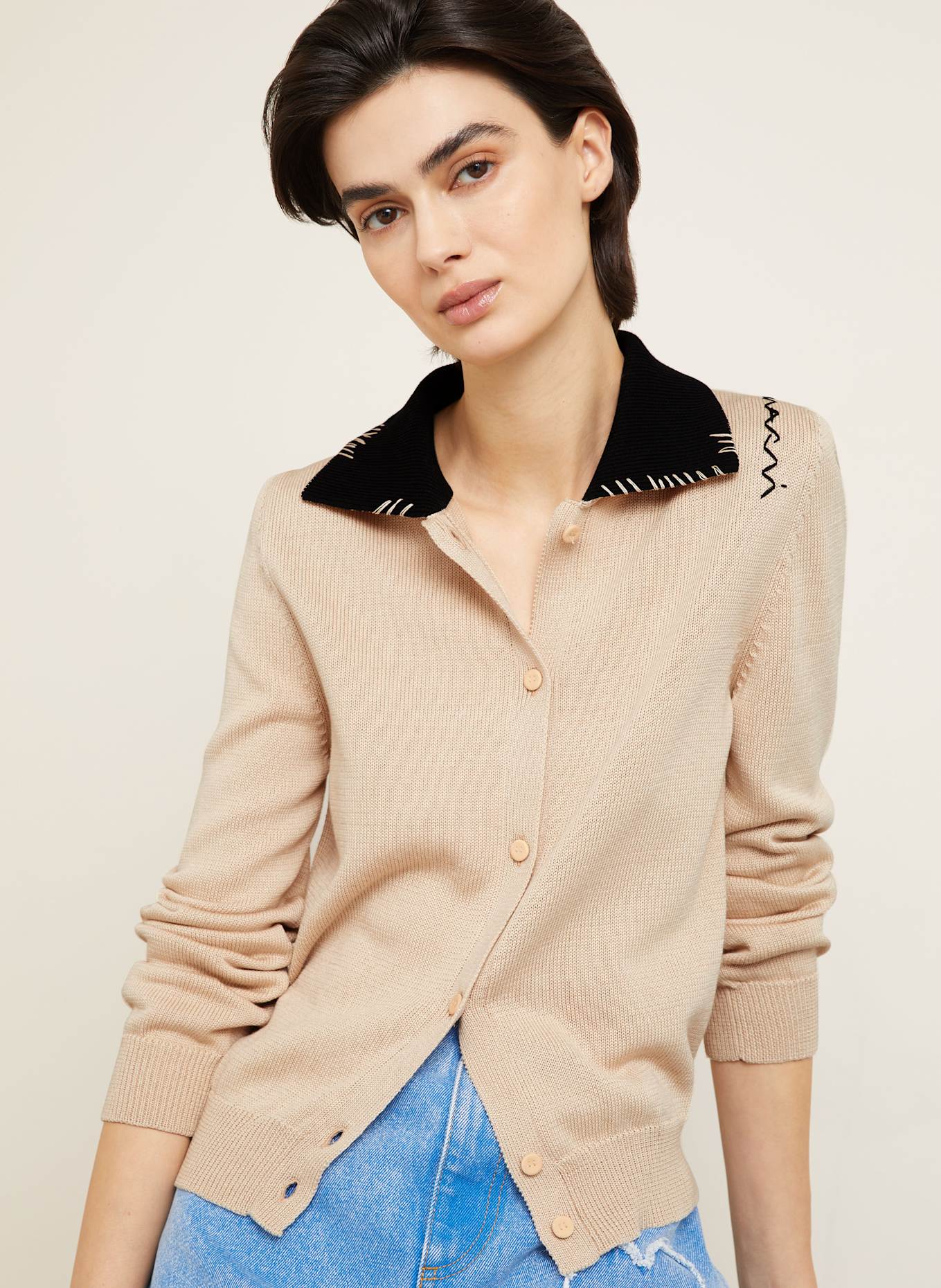 MARNI Kardigan: BEŻOWY / CZARNY