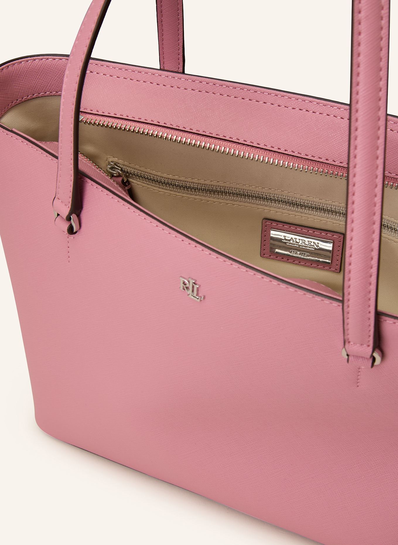 LAUREN RALPH LAUREN Torba shopper ze skóry saffiano KARLY: RÓŻOWY