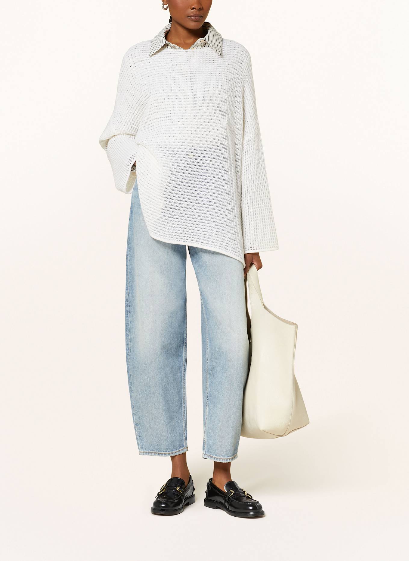 MRS & HUGS Oversized-Pullover mit Cashmere: WEISS