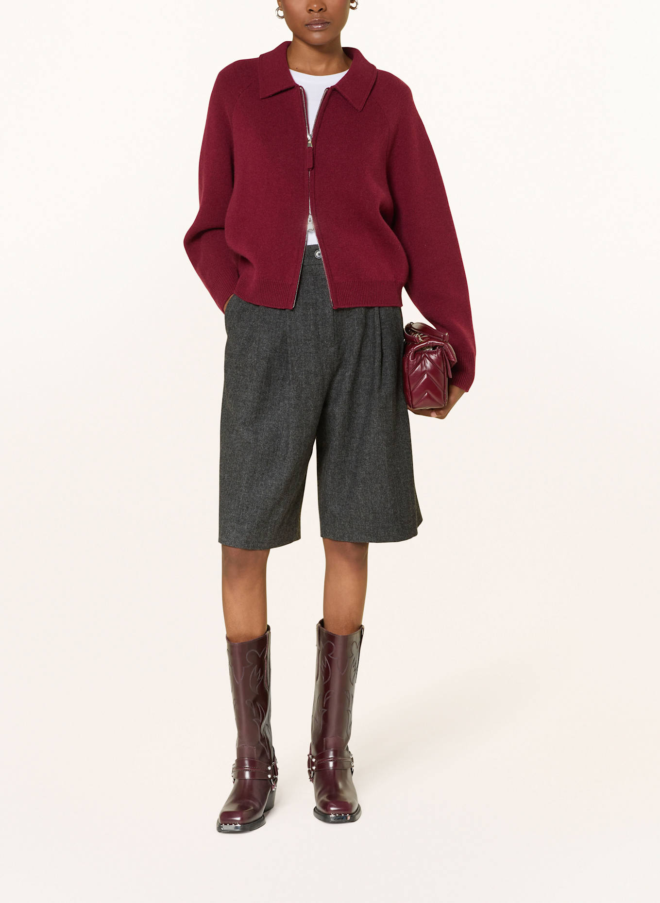 MRS & HUGS Strickjacke mit Cashmere: DUNKELROT