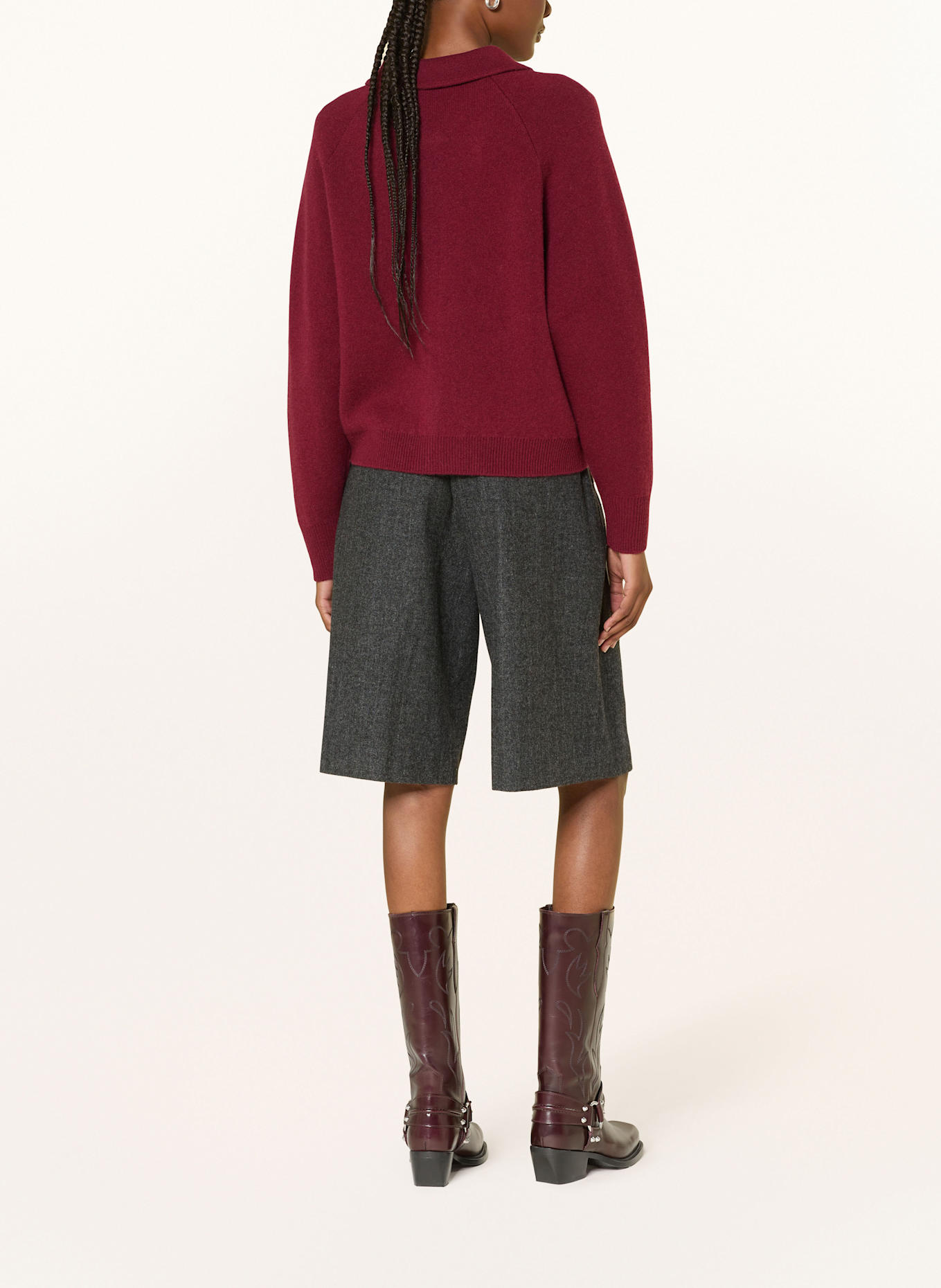 MRS & HUGS Strickjacke mit Cashmere: DUNKELROT