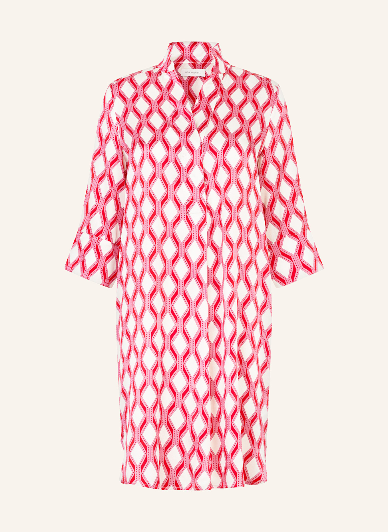 dea kudibal Hemdblusenkleid KAMILLES aus Seide mit 3/4-Arm: PINK/ ROT/ CREME