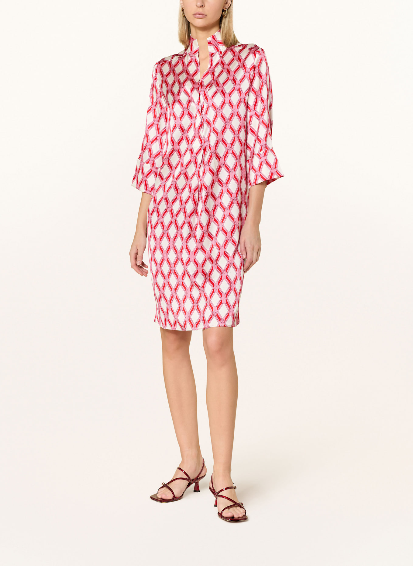 dea kudibal Hemdblusenkleid KAMILLES aus Seide mit 3/4-Arm: PINK/ ROT/ CREME