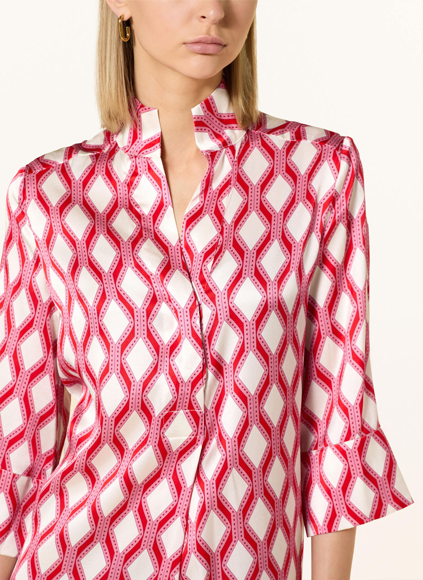 dea kudibal Hemdblusenkleid KAMILLES aus Seide mit 3/4-Arm: PINK/ ROT/ CREME