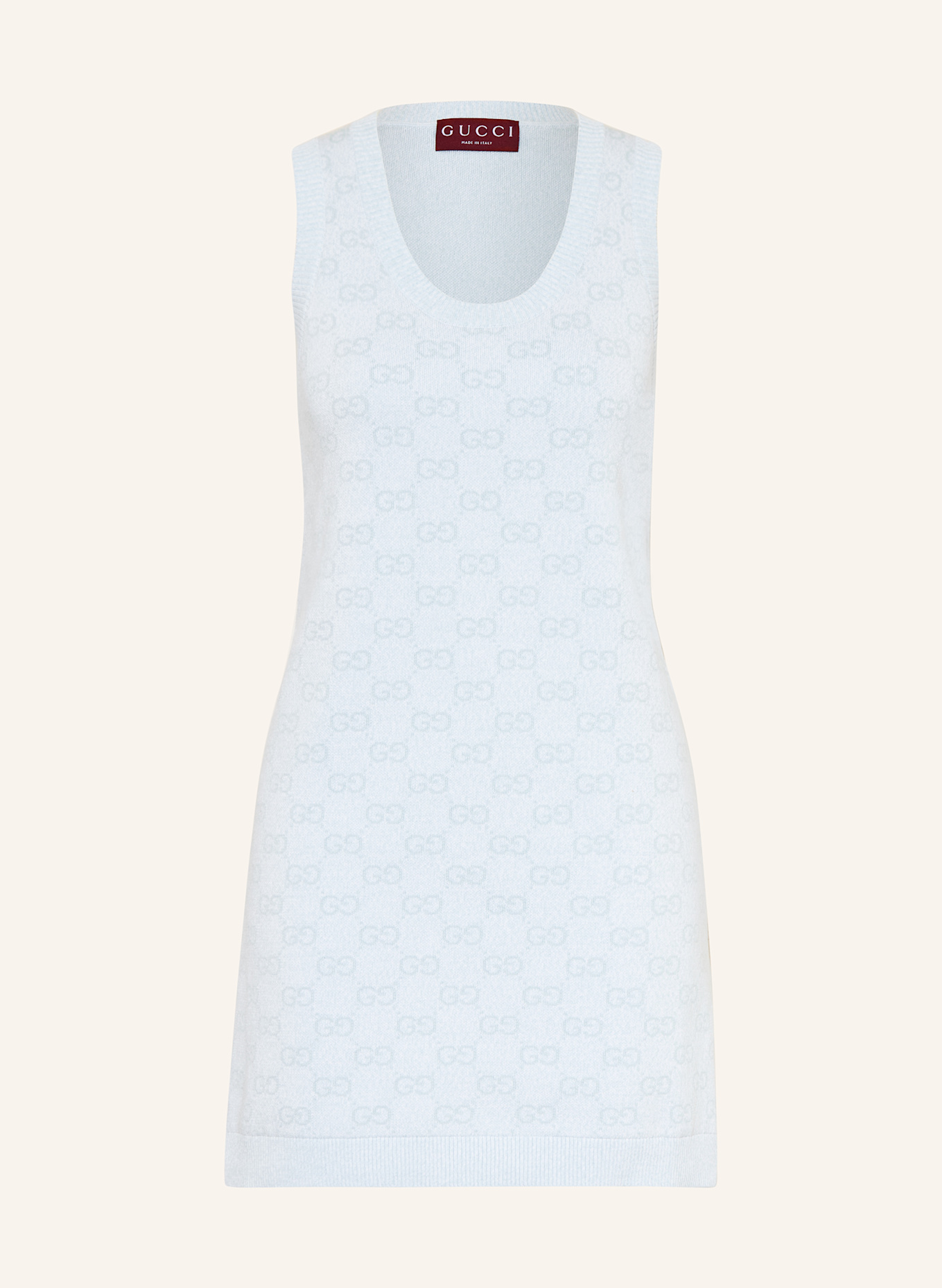 GUCCI Sheath dress: 4546 LIGHT BLUE/WHITE