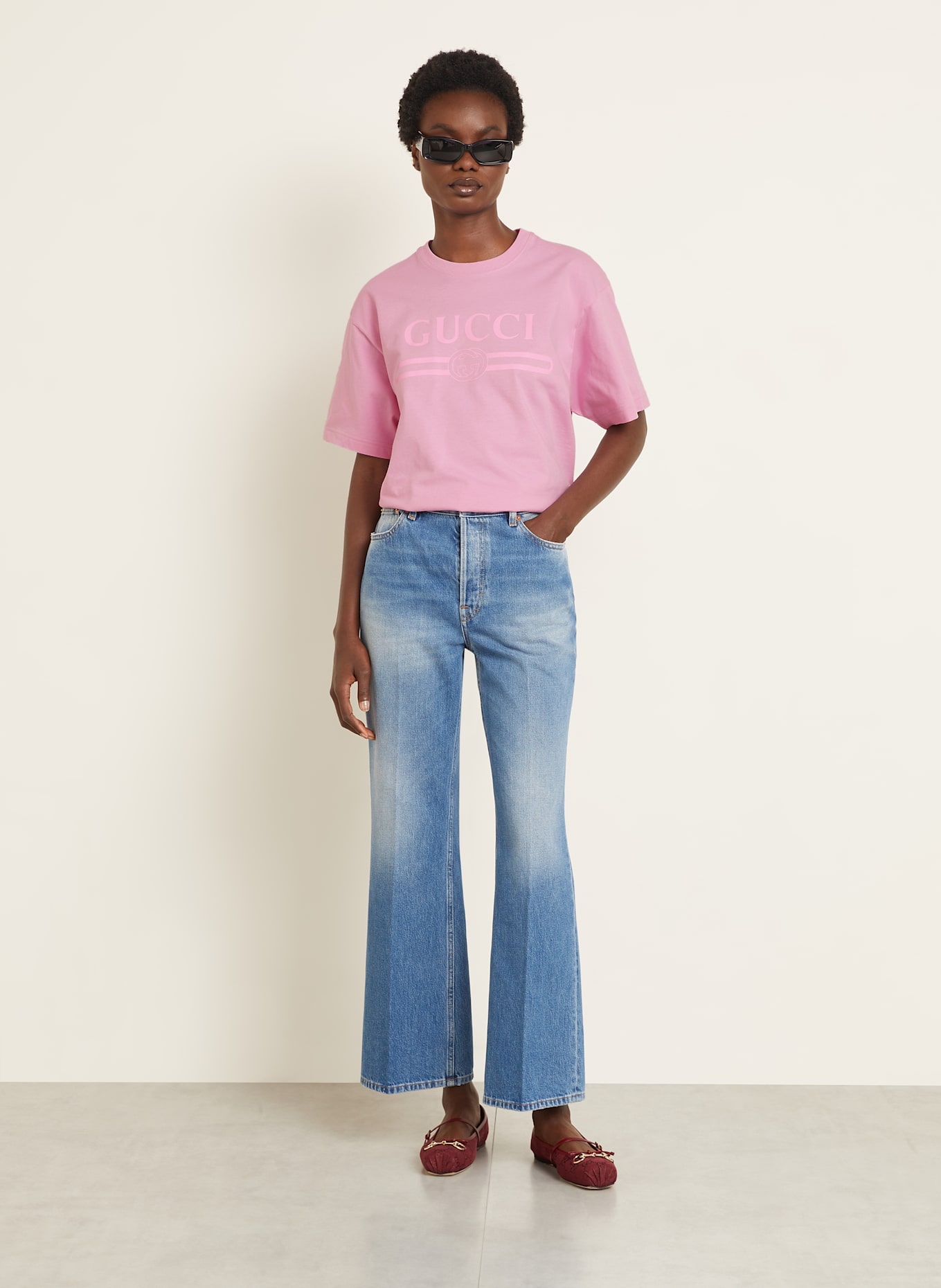 GUCCI T-shirt ANCORA in 5967 smooth pink/mc