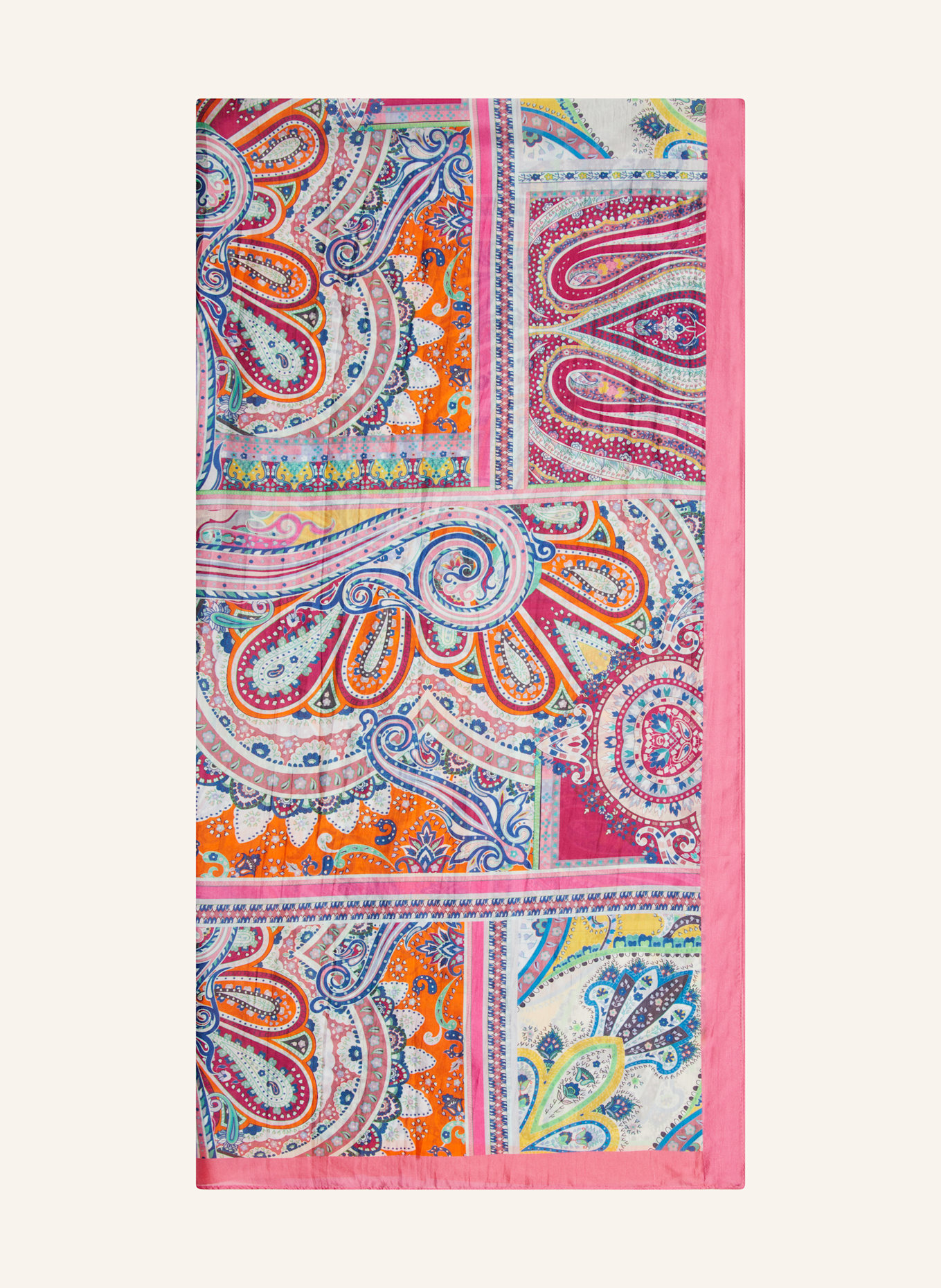 CODELLO Seidenschal: ORANGE / PINK / CREME