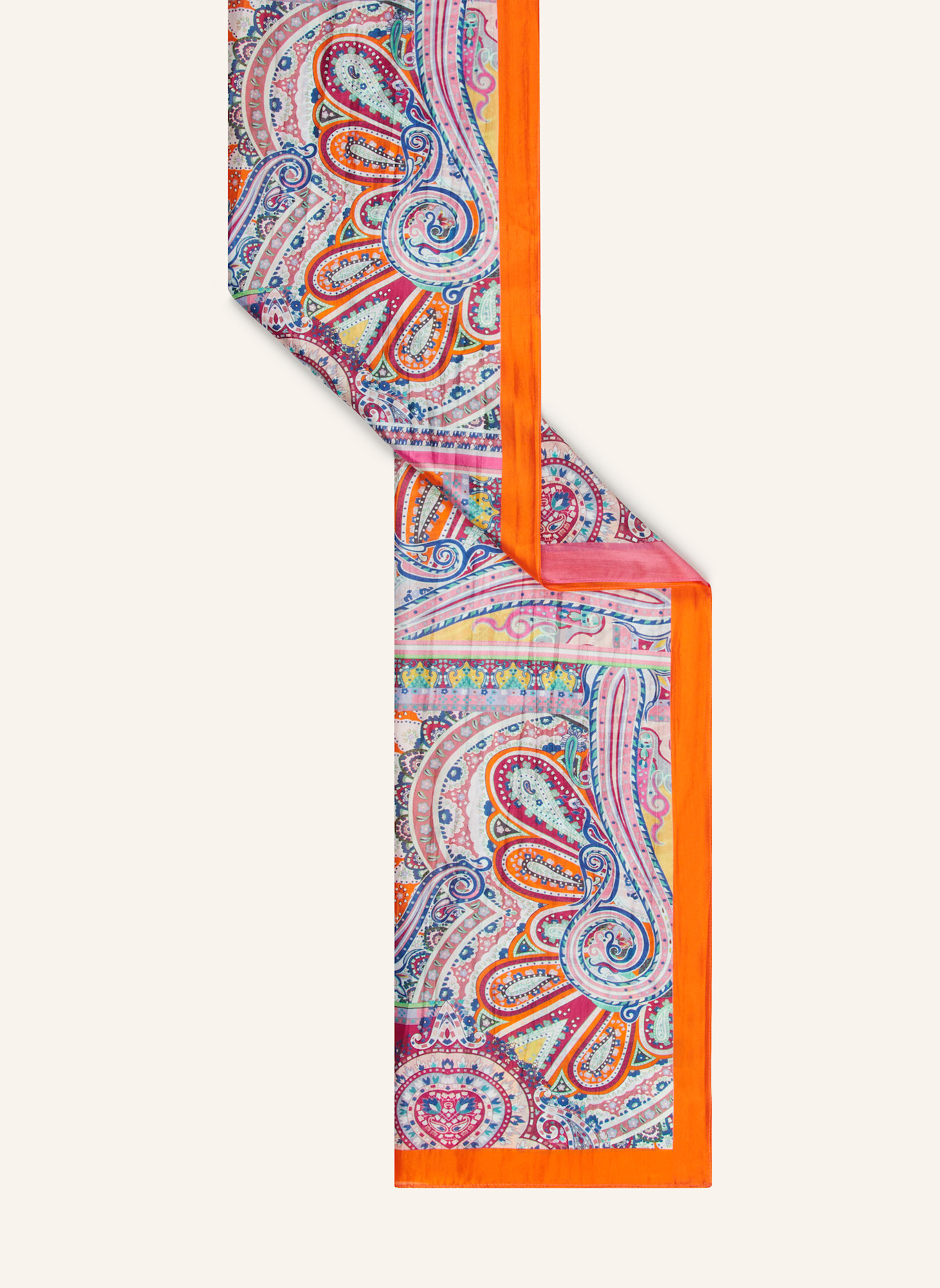 CODELLO Seidenschal: ORANGE / PINK / CREME
