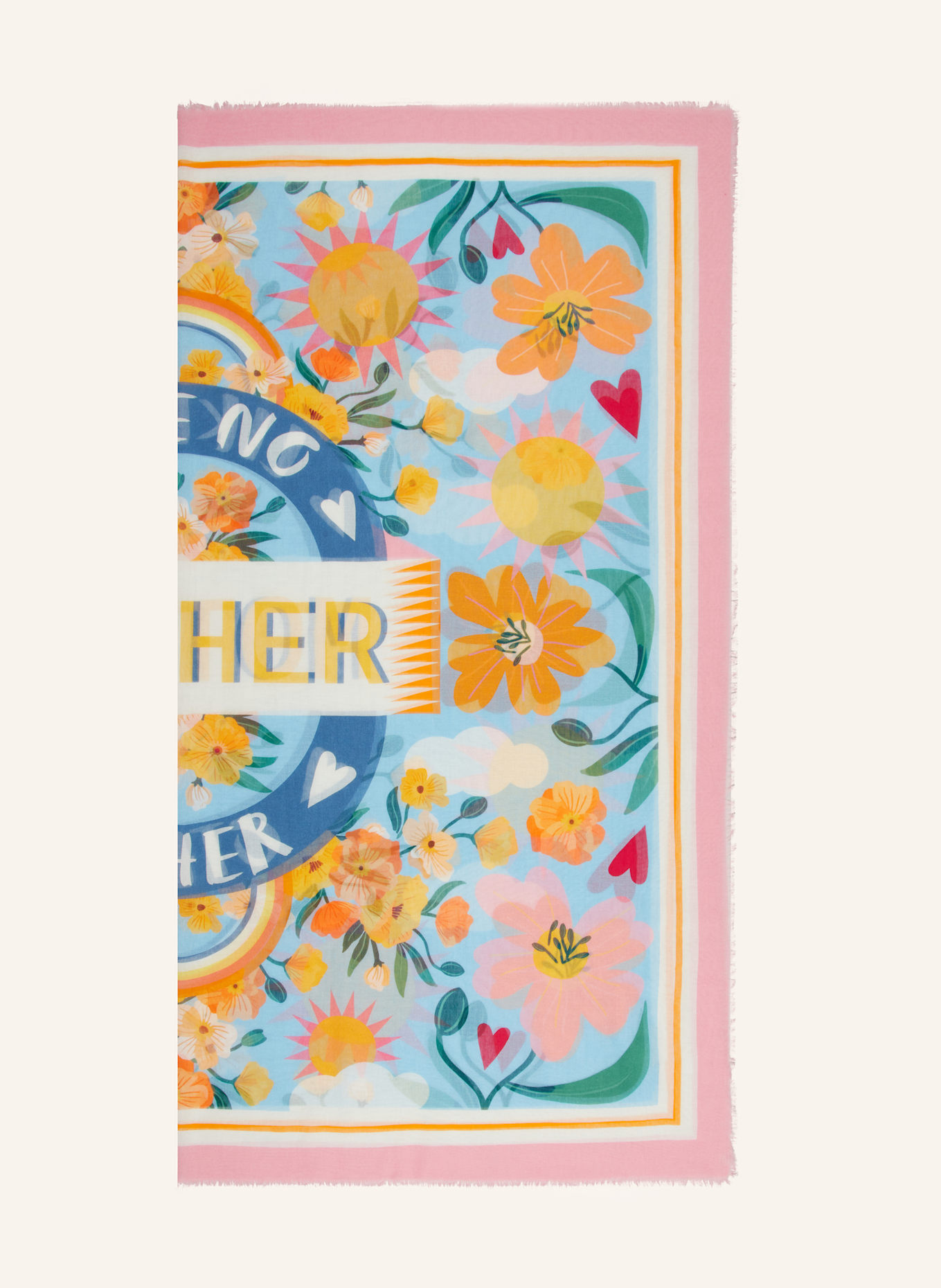 CODELLO Tuch: HELLBLAU / ROSA / ECRU