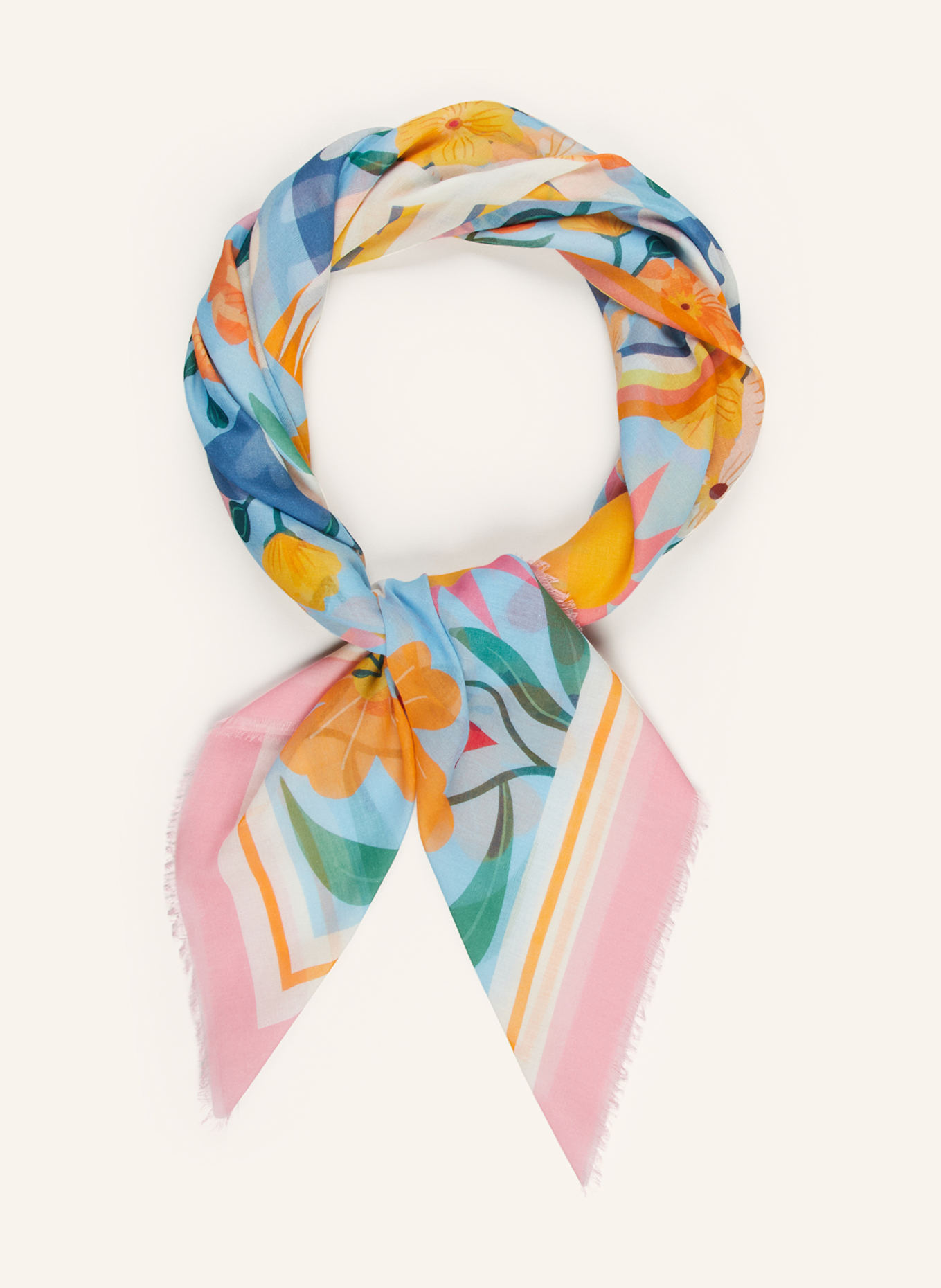 CODELLO Tuch: HELLBLAU / ROSA / ECRU