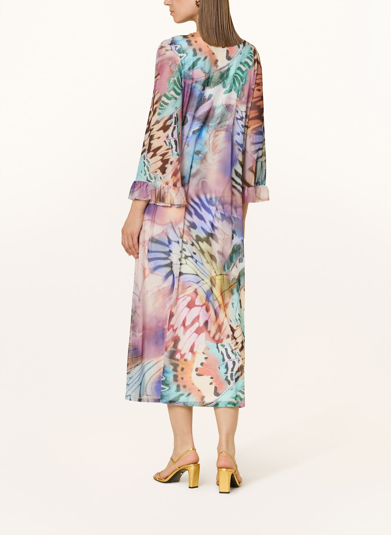 Ana Alcazar Mesh-Kleid mit Schmucksteinen: HELLGELB / GRÜN / LILA