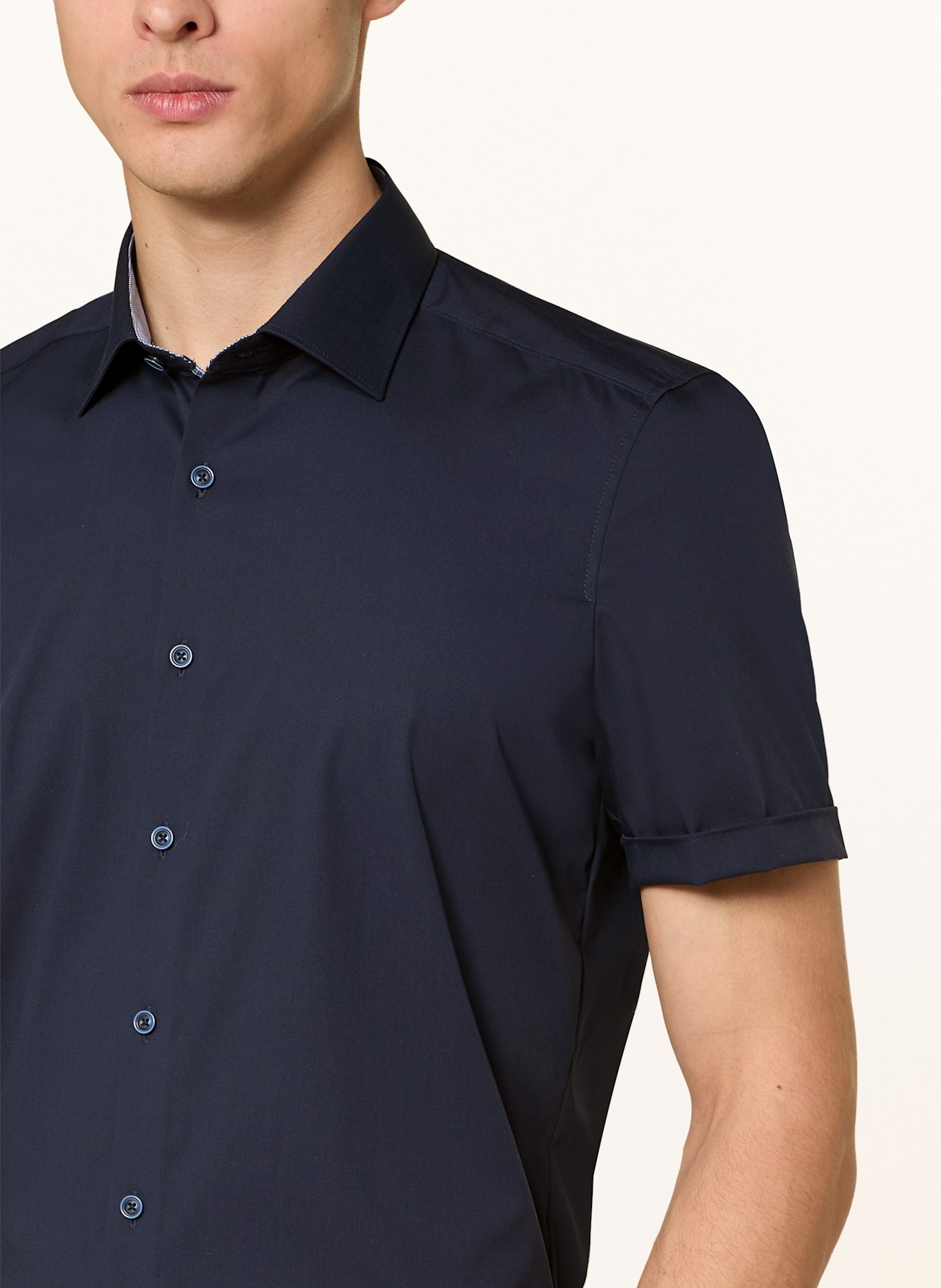 OLYMP Kurzarm-Hemd Level Five body fit: DUNKELBLAU