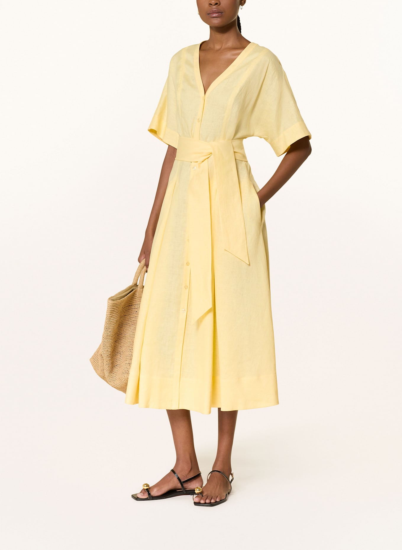 WEEKEND Max Mara Leinenkleid ASSENZI: HELLGELB