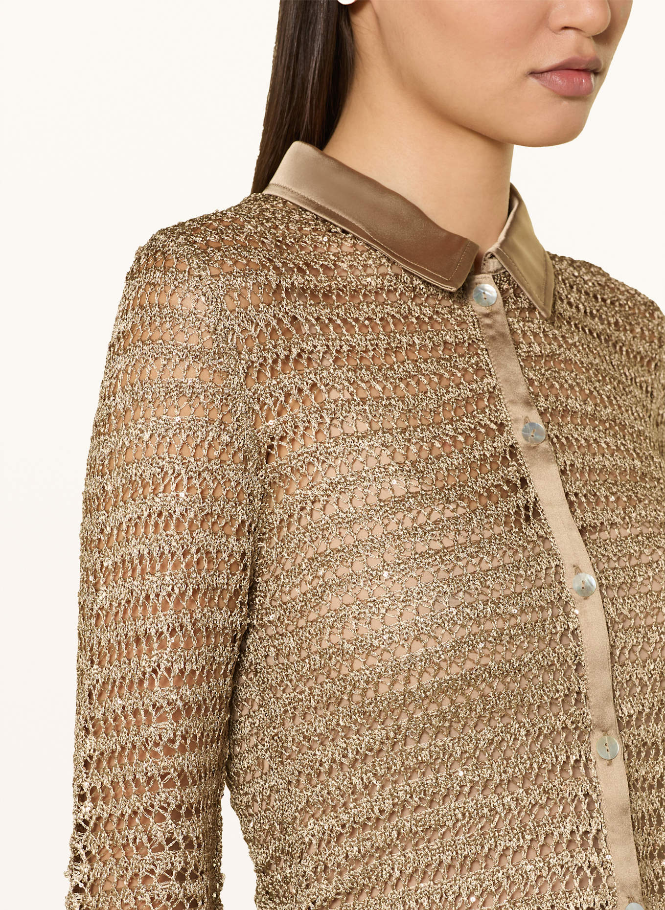 GUESS Strickbluse BELLA mit Pailletten: BEIGE