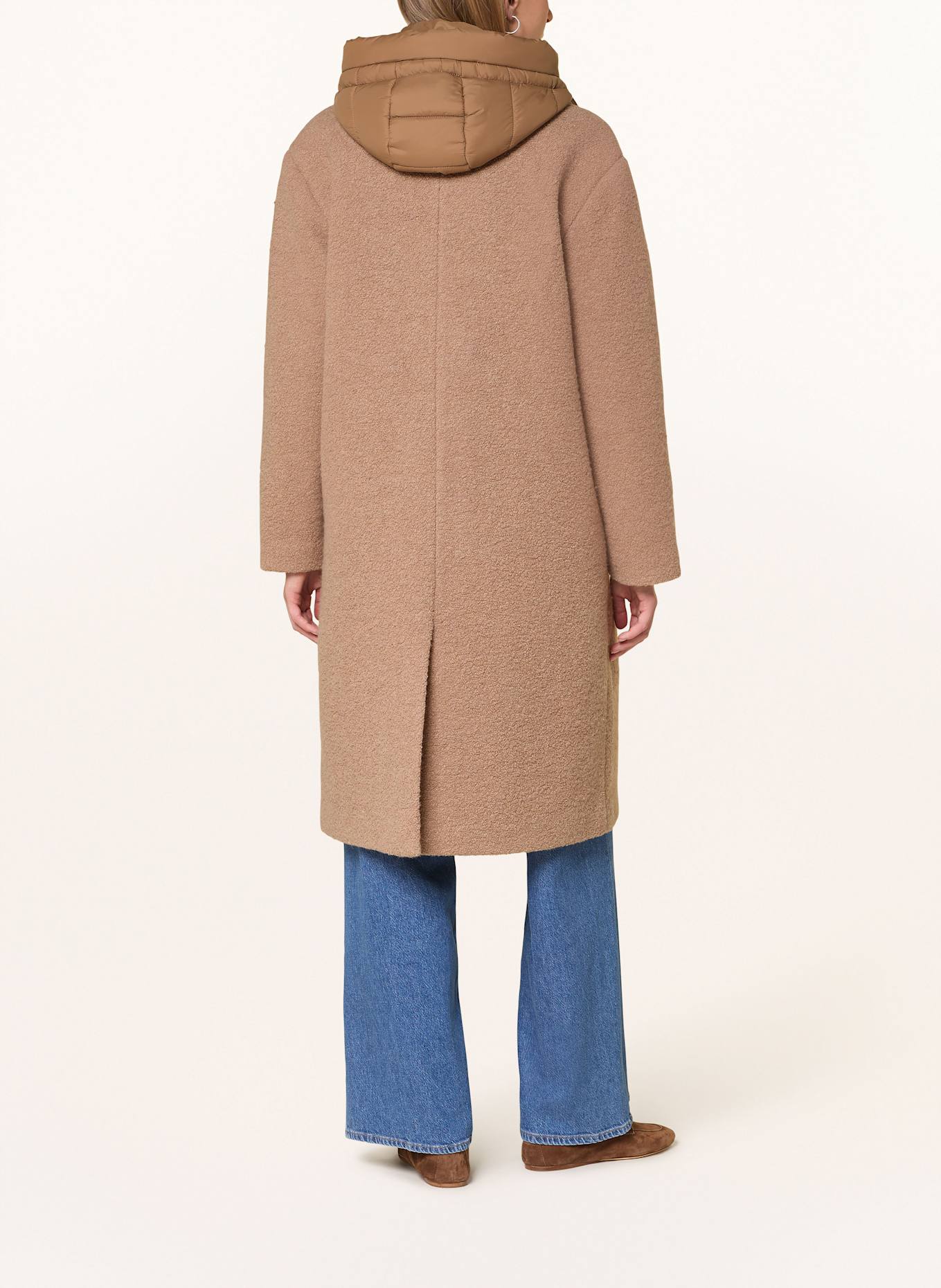 darling harbour Bouclé-Mantel mit herausnehmbarer Blende: CAMEL