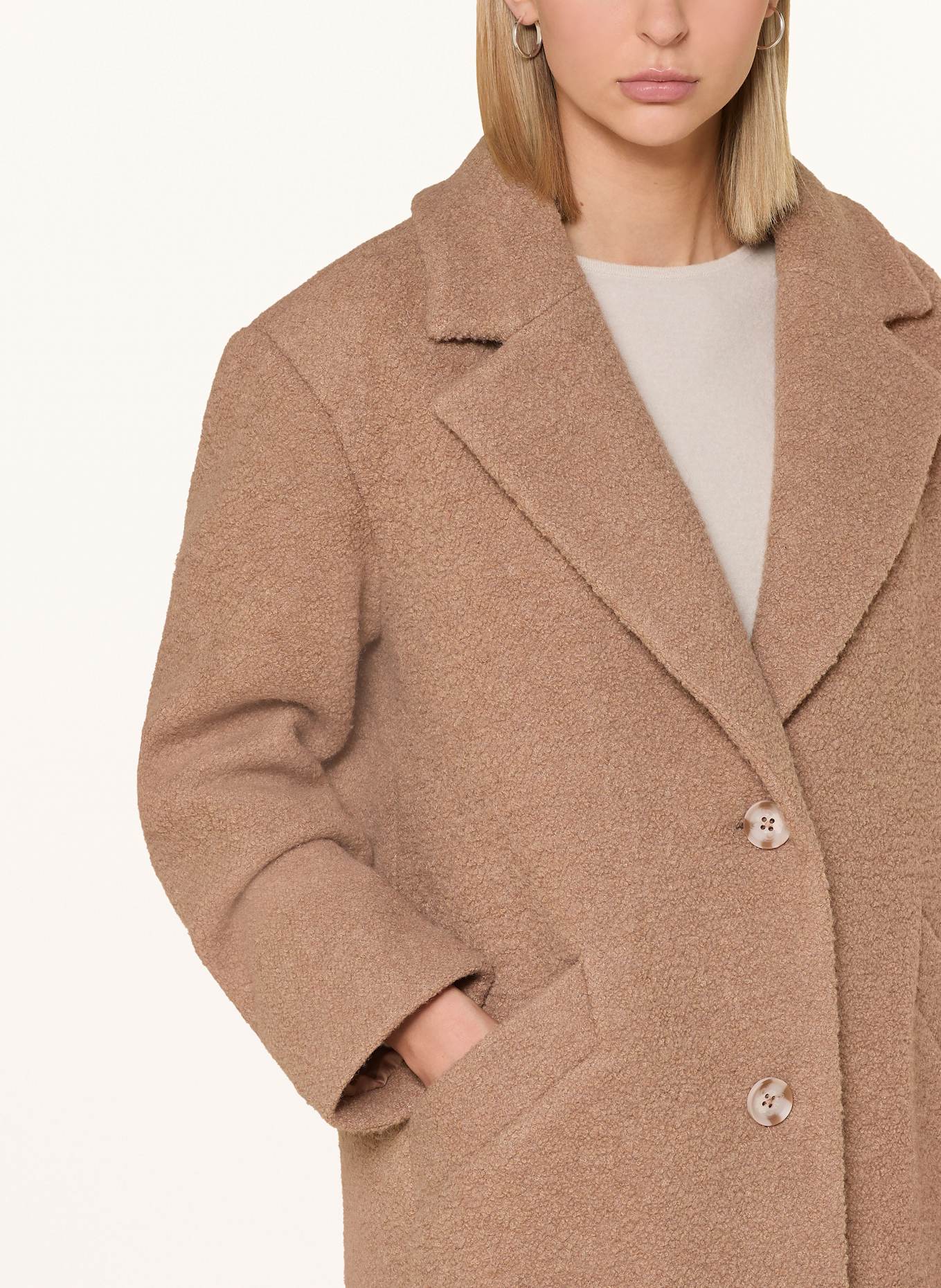 darling harbour Bouclé-Mantel mit herausnehmbarer Blende: CAMEL