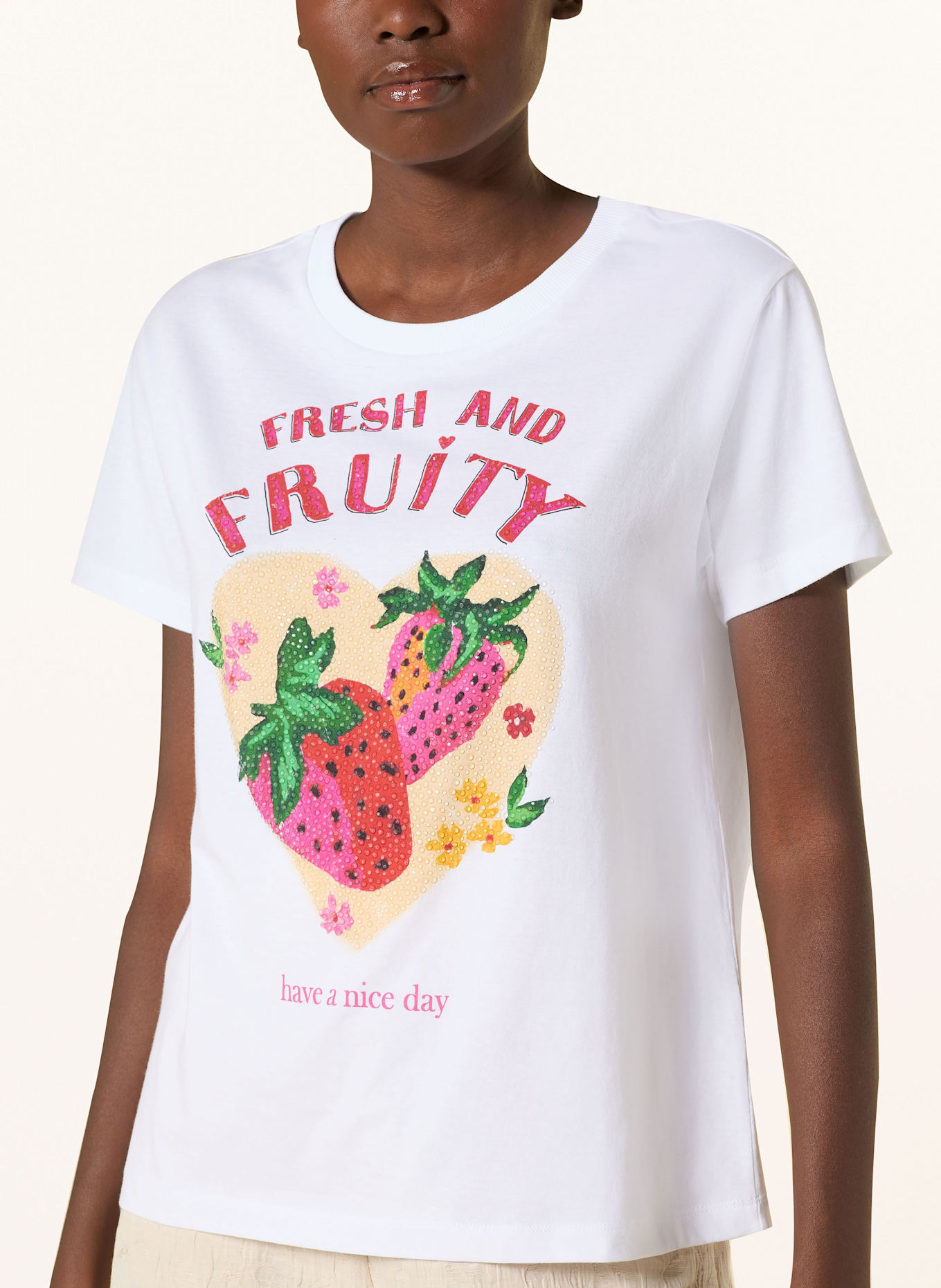 Princess GOES HOLLYWOOD T-Shirt mit Schmucksteinen: WEISS