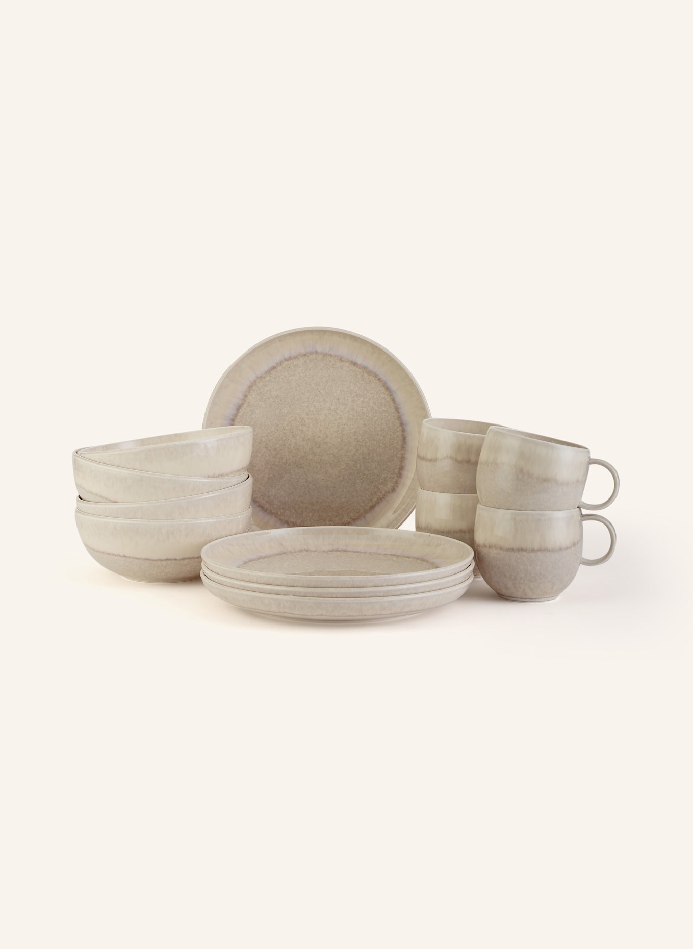 Villeroy & Boch 12-cz. Zestaw naczyń PERLEMOR SAND: BEŻOWY/ JASNONIEBIESKI