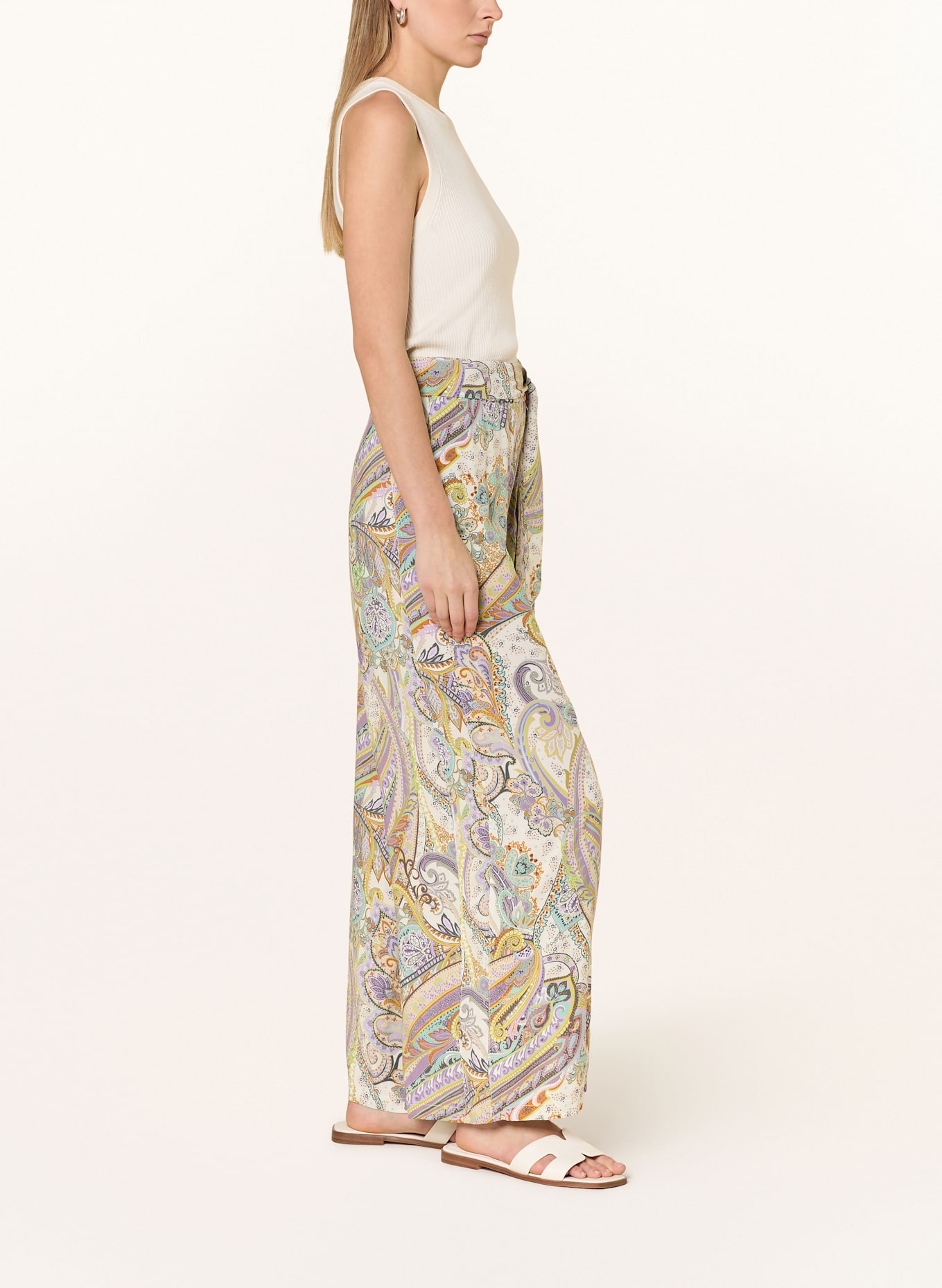 CARTOON Marlenehosen: GRÜN / LILA / ECRU