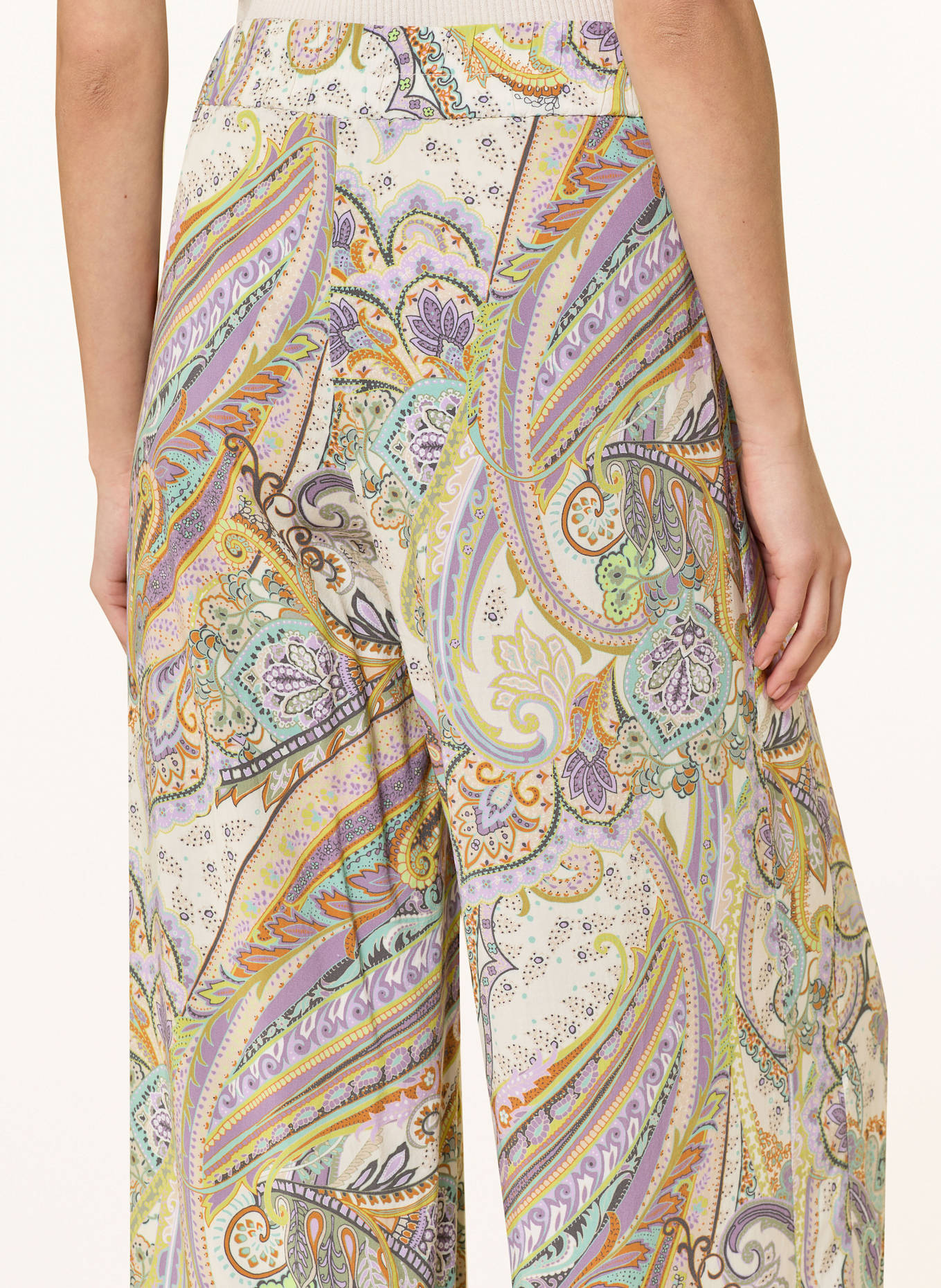 CARTOON Marlenehosen: GRÜN / LILA / ECRU