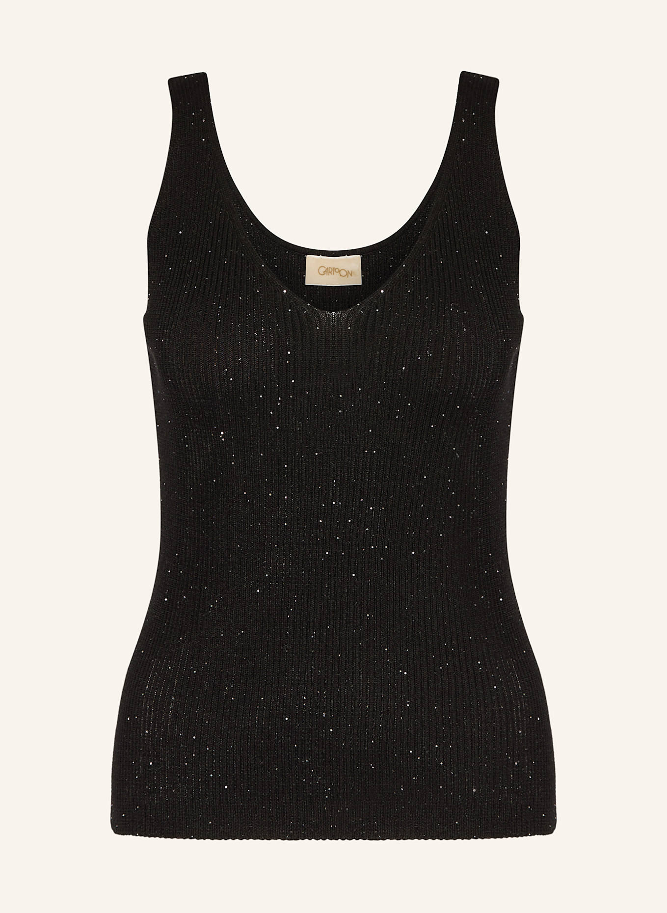 CARTOON Stricktop mit Pailletten: SCHWARZ