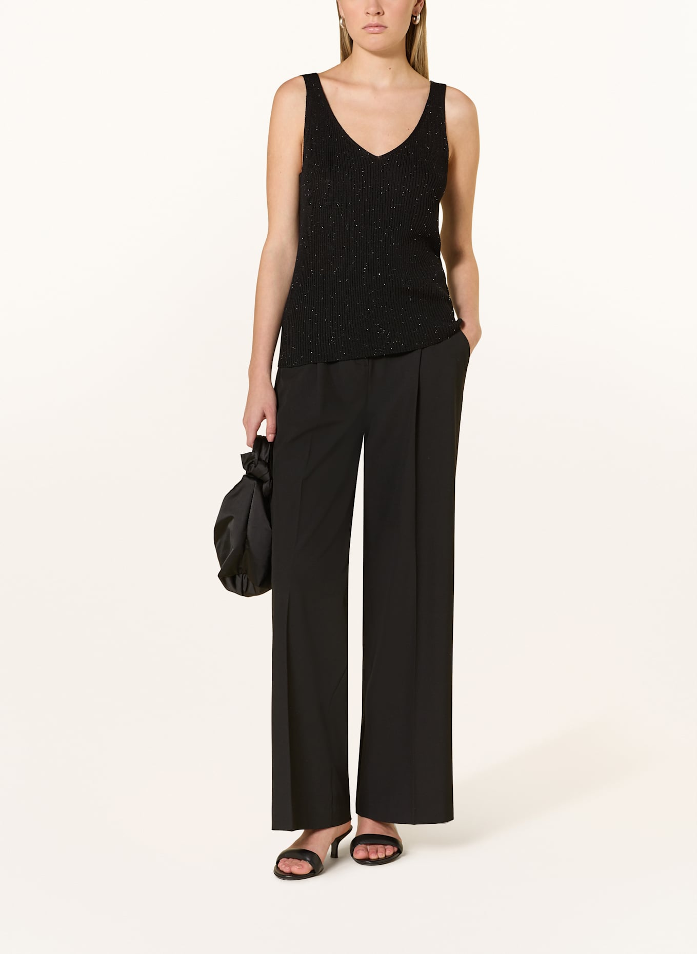 CARTOON Stricktop mit Pailletten: SCHWARZ