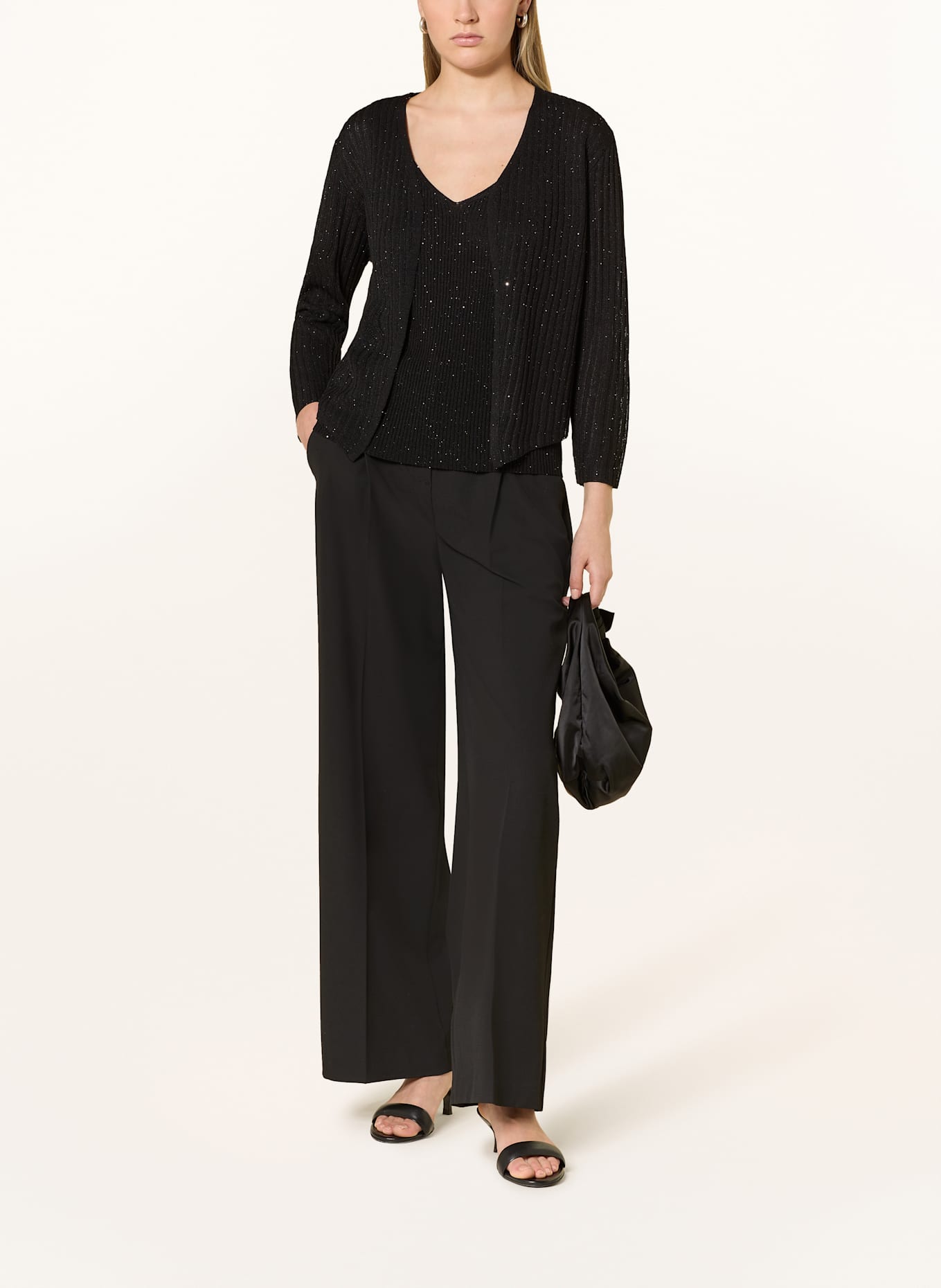 CARTOON Stricktop mit Pailletten: SCHWARZ