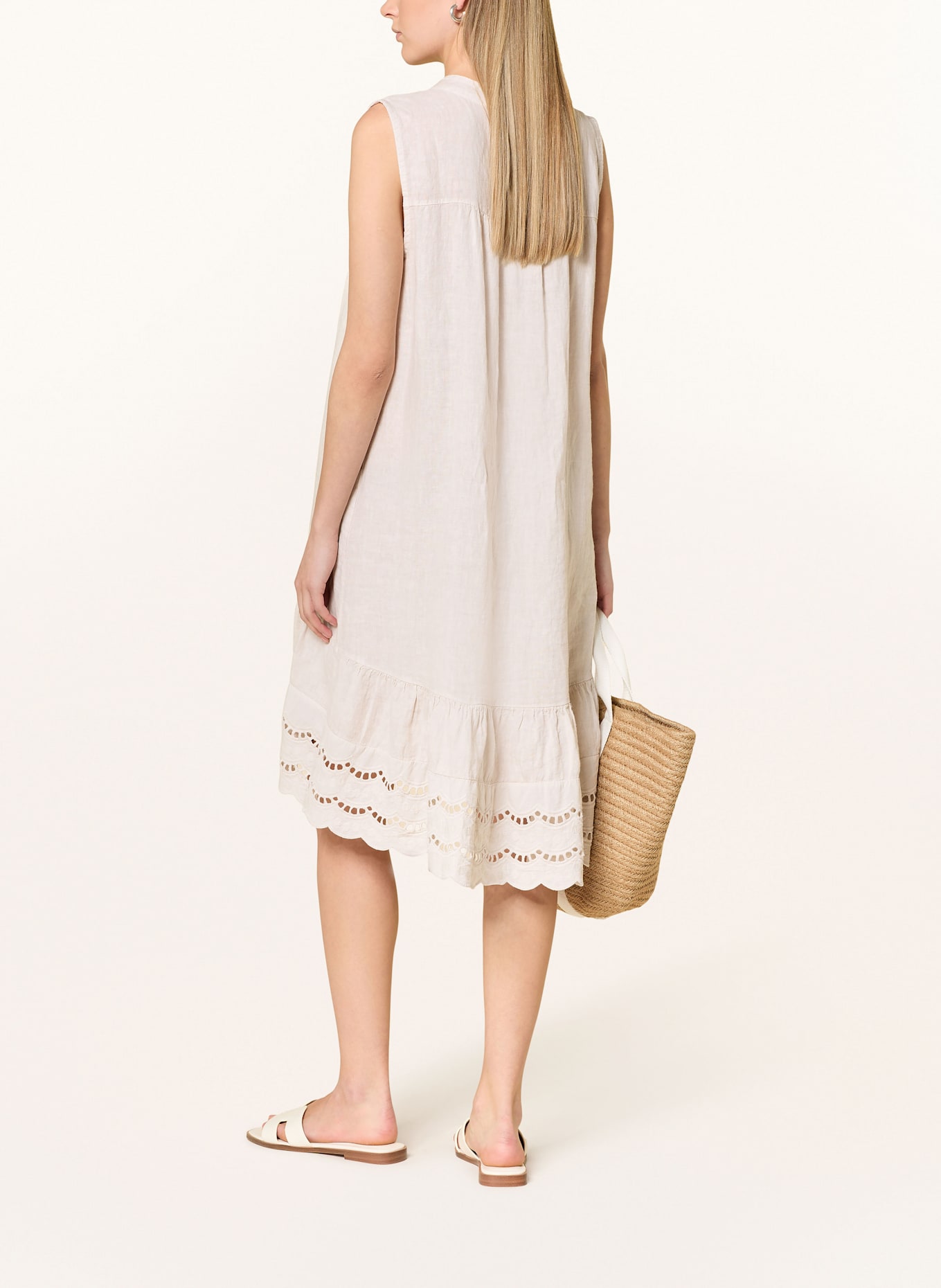 CARTOON Sukienka z lnu z dziurkowaną koronki: BIAŁY