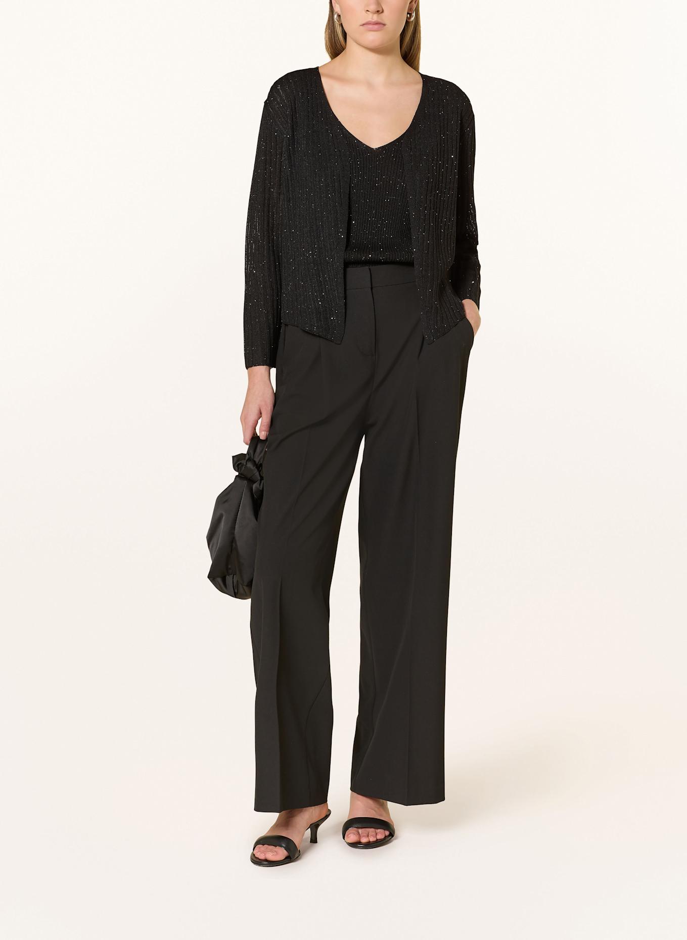 CARTOON Strickjacke mit Pailletten: SCHWARZ