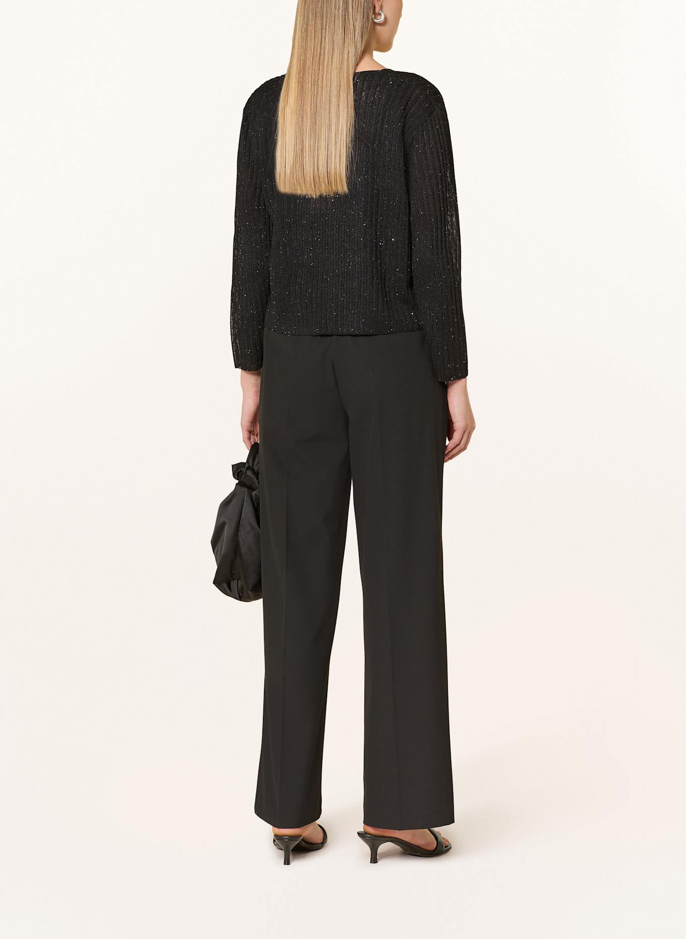 CARTOON Strickjacke mit Pailletten: SCHWARZ