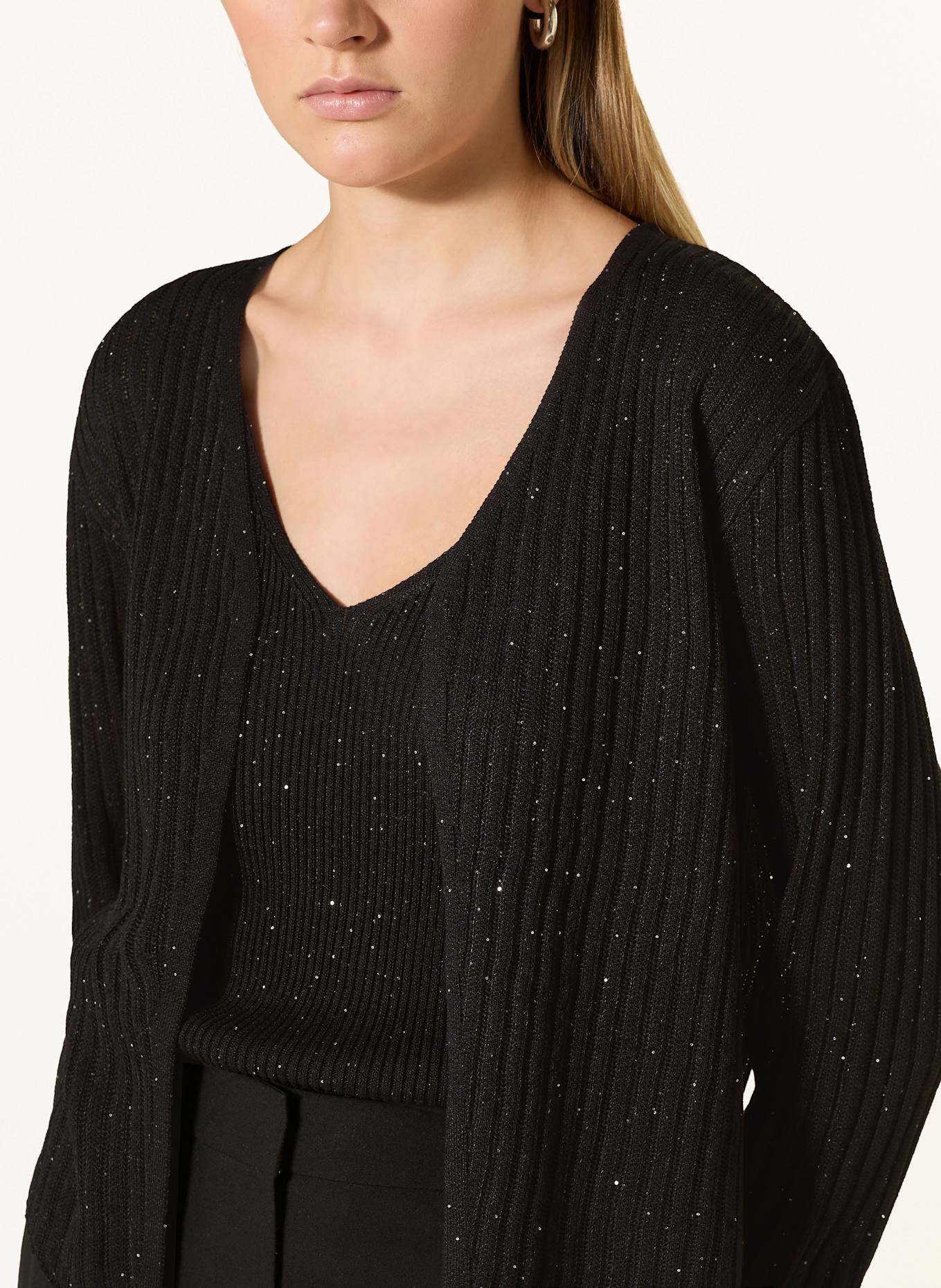 CARTOON Strickjacke mit Pailletten: SCHWARZ