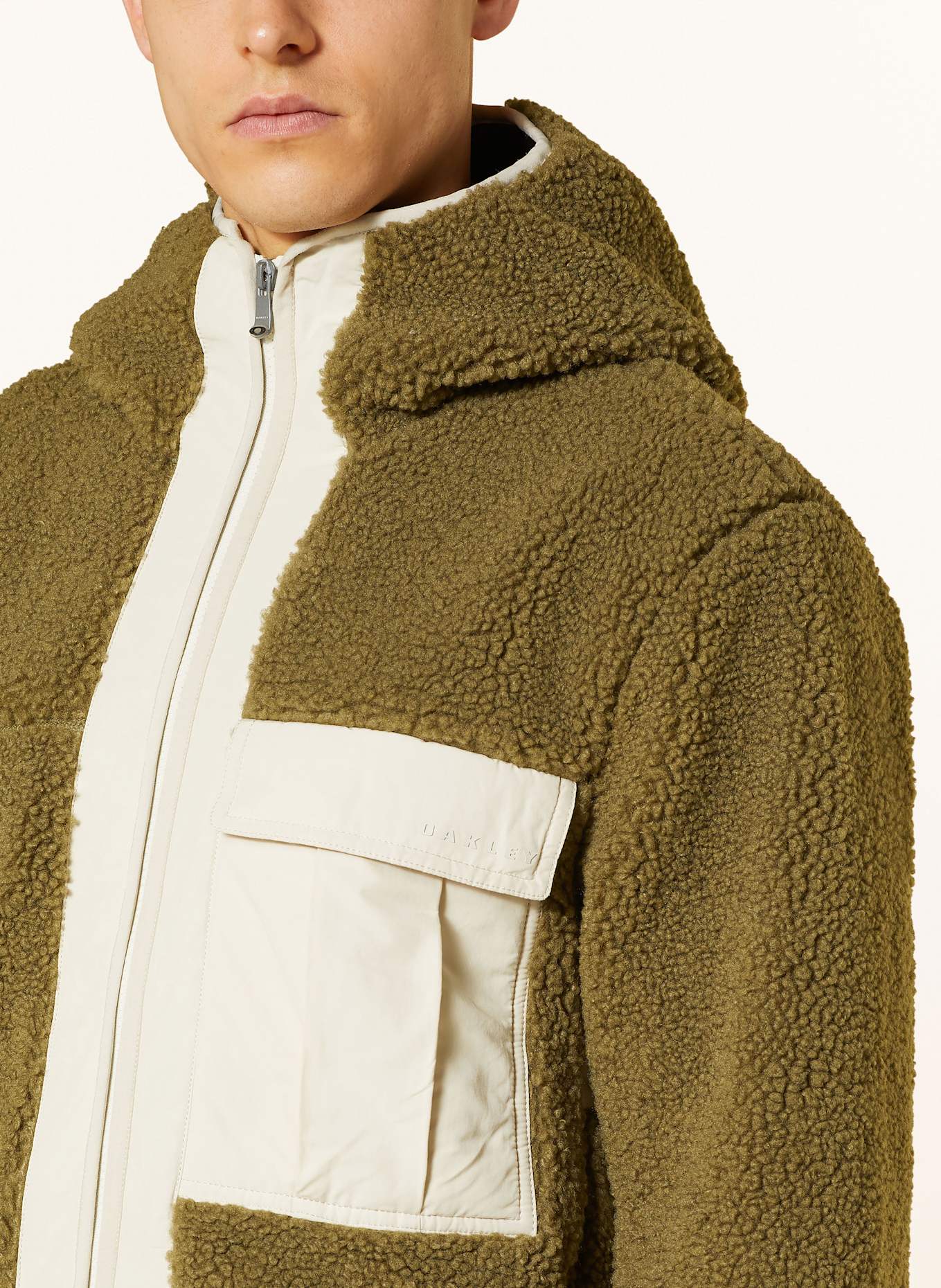 OAKLEY Teddyfell-Jacke SNOWDRIFT: KHAKI / CREME