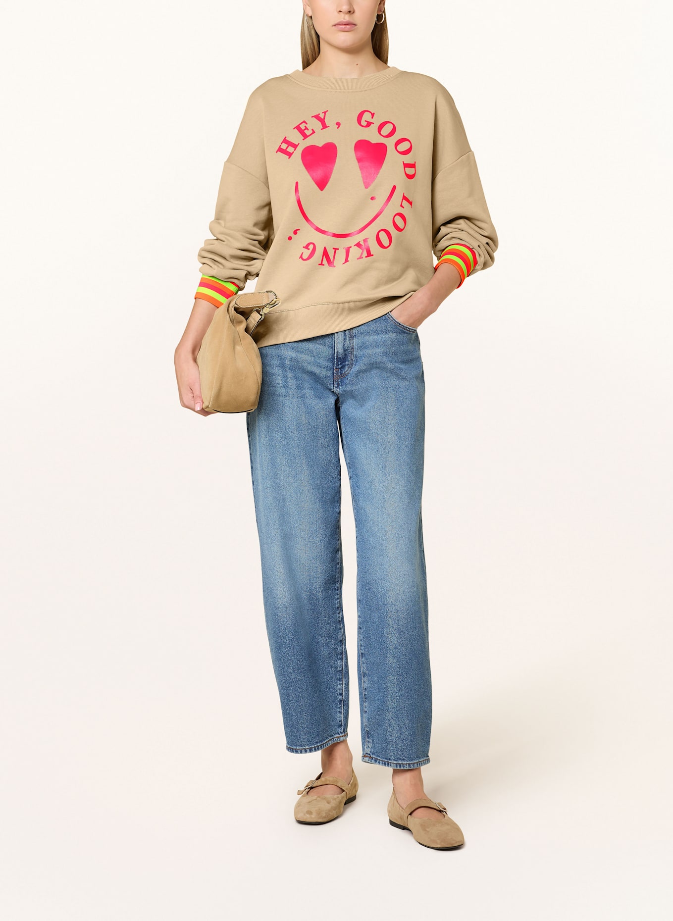 miss goodlife Sweatshirt: BEIGE / PINK