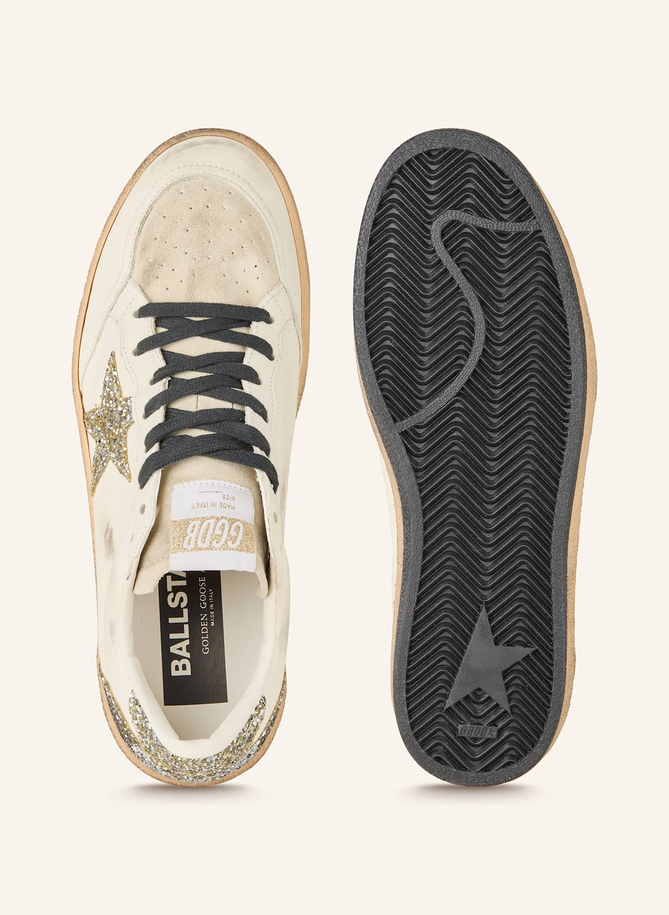 GOLDEN GOOSE Sneakersy BALL STAR: ECRU / SREBRNY