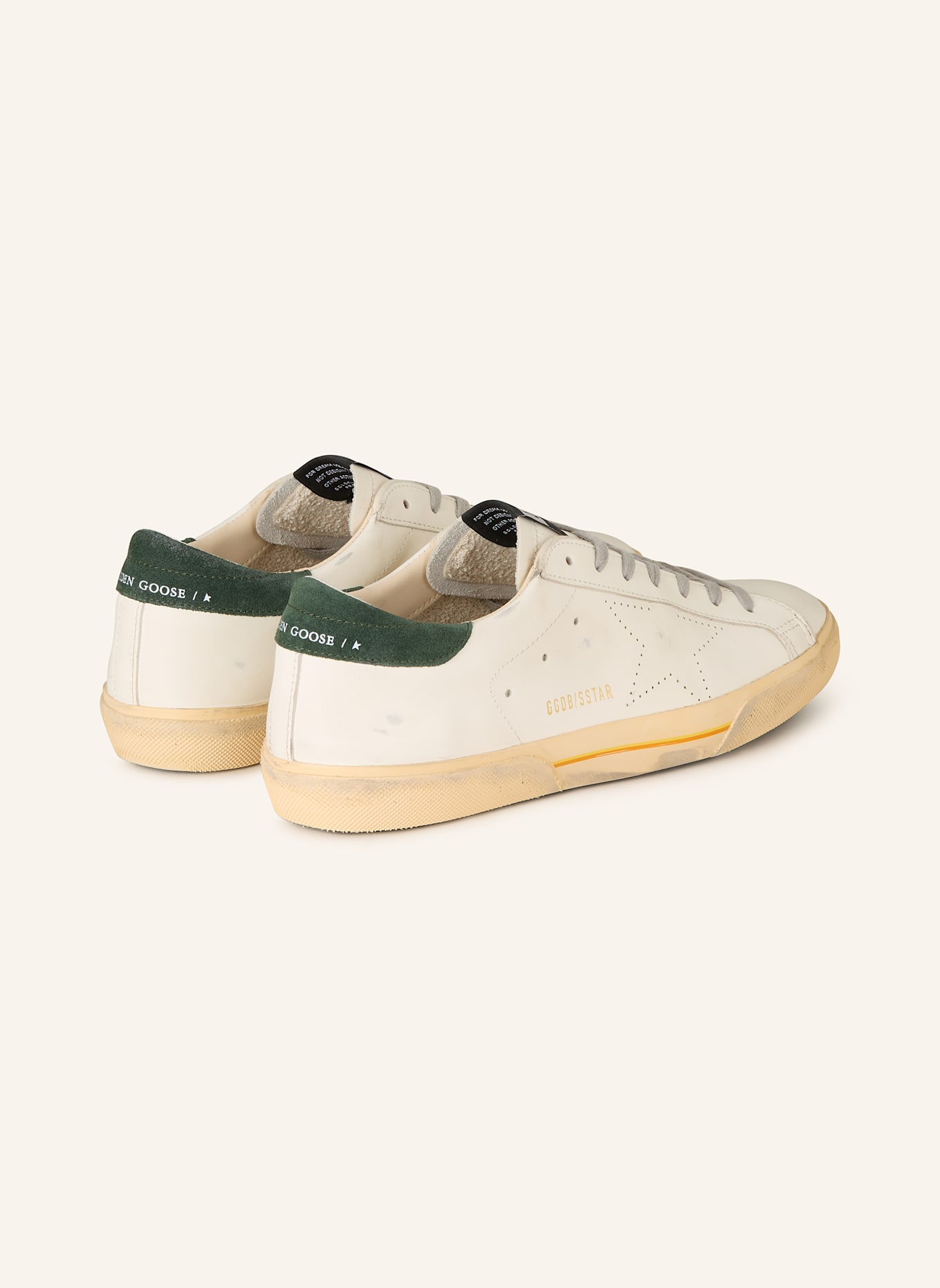 GOLDEN GOOSE Sneaker SUPER-STAR: WEISS/ DUNKELGRÜN