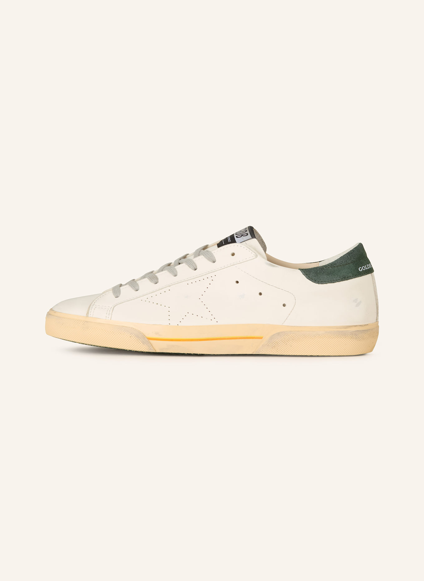 GOLDEN GOOSE Sneaker SUPER-STAR: WEISS/ DUNKELGRÜN