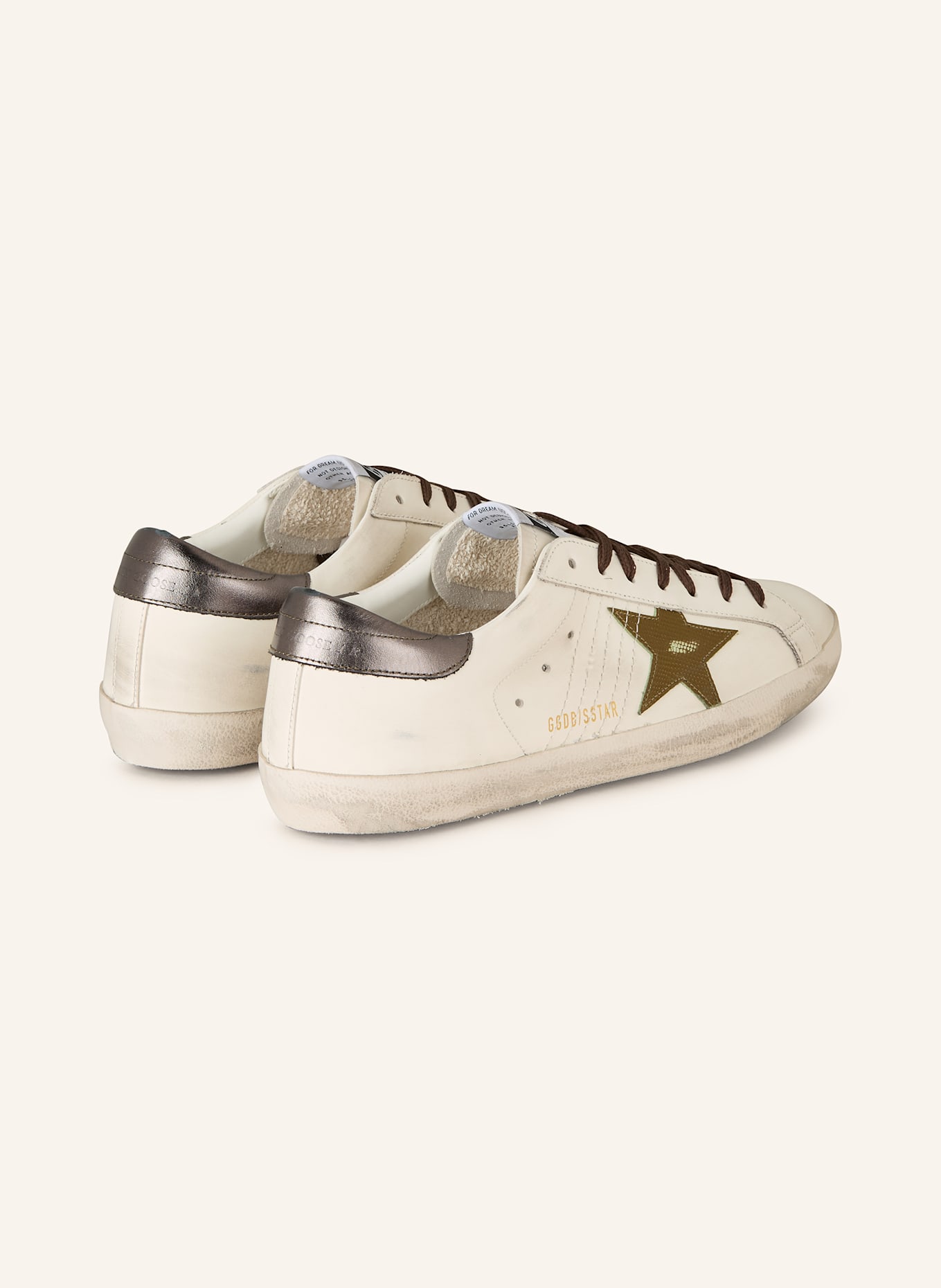 GOLDEN GOOSE Sneaker SUPER-STAR: ECRU/ GRÜN